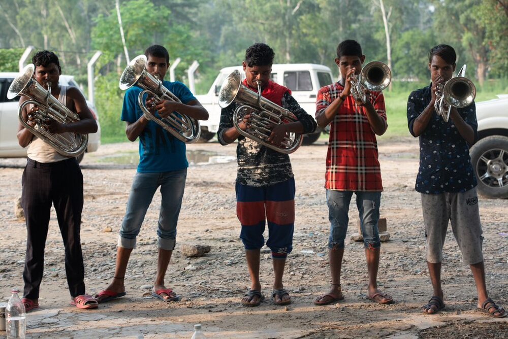 Youths playing music 