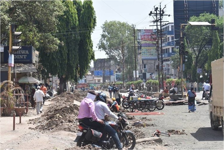 Locals navigating through ongoing smart road project