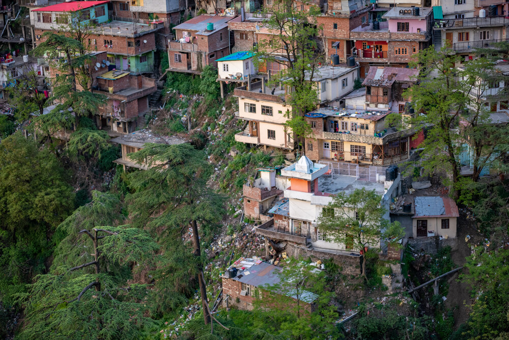 Houses prone to landslide