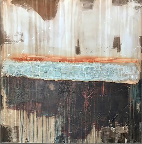 Magnify Me a River, Acrylic, pigment, cement on canvas covers panel, 48” x 48”x 3” , $7000