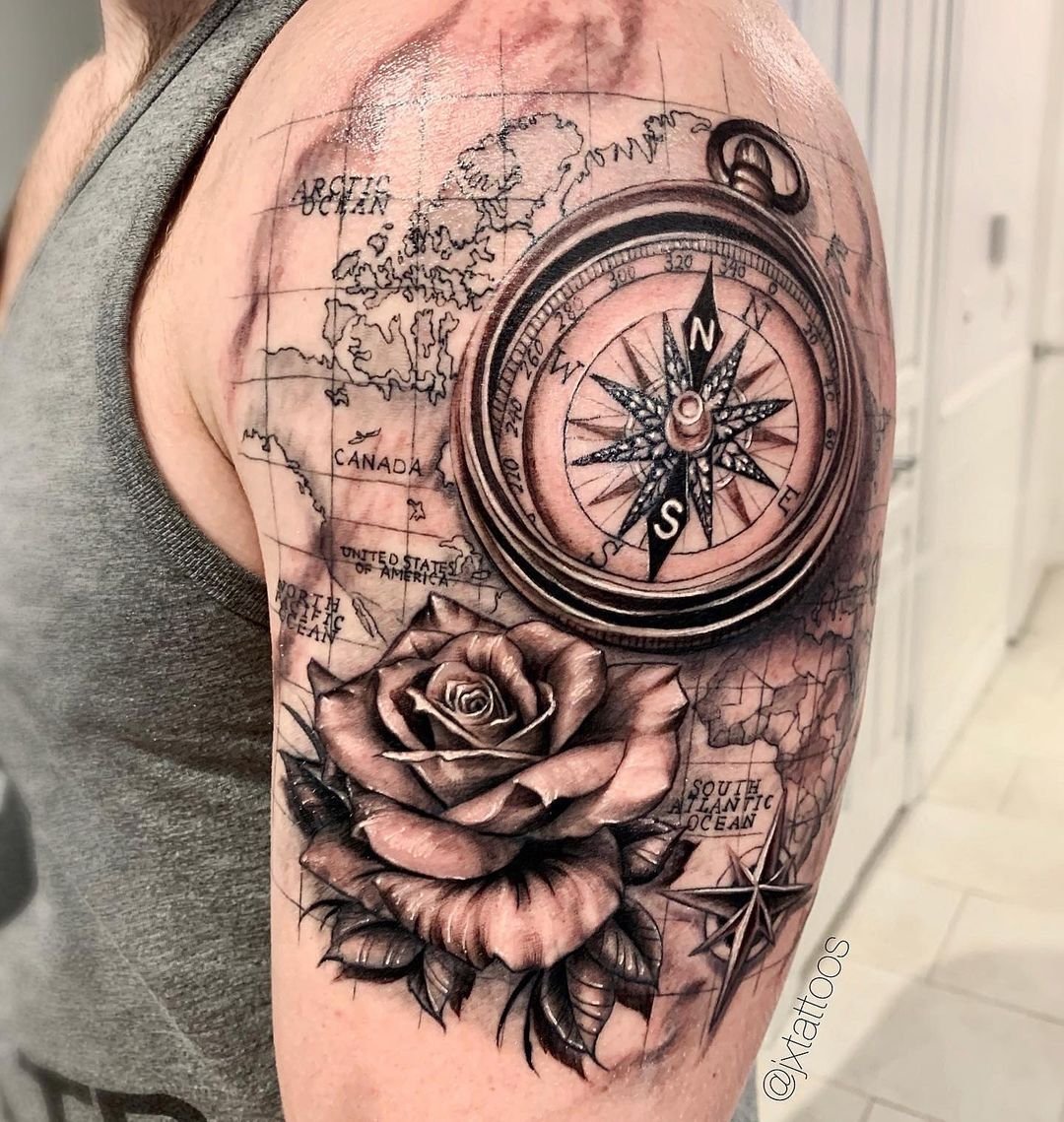 20 Cool Compass Tattoo Designs  Meaning  The Trend Spotter