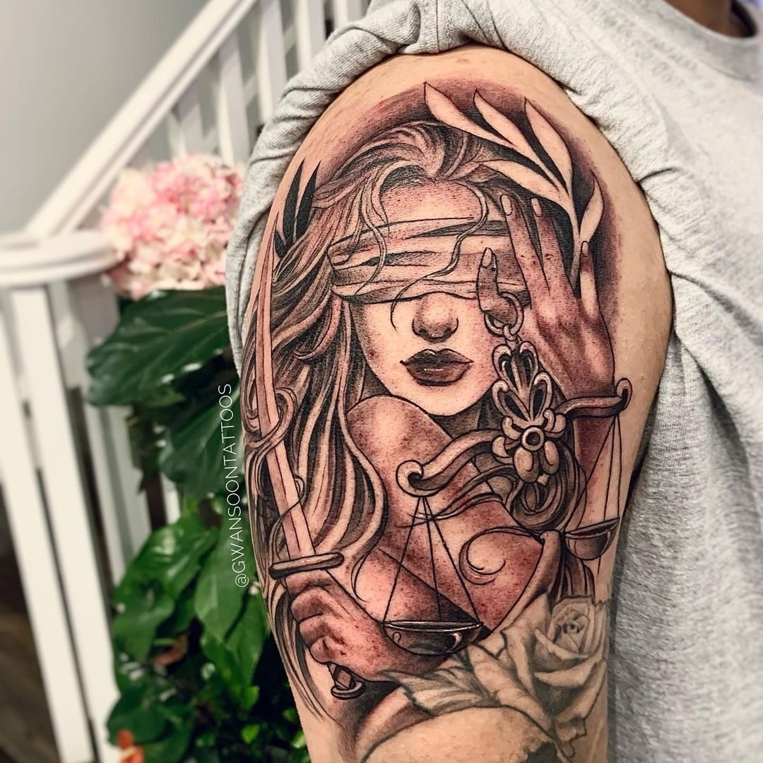 Lady Justice Tattoo  This client wanted the Lady Justice on  Flickr