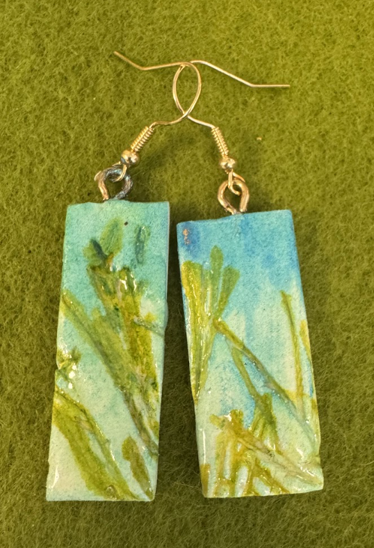 Grass pressed earrings