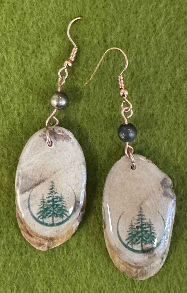 White bark WWS earrings