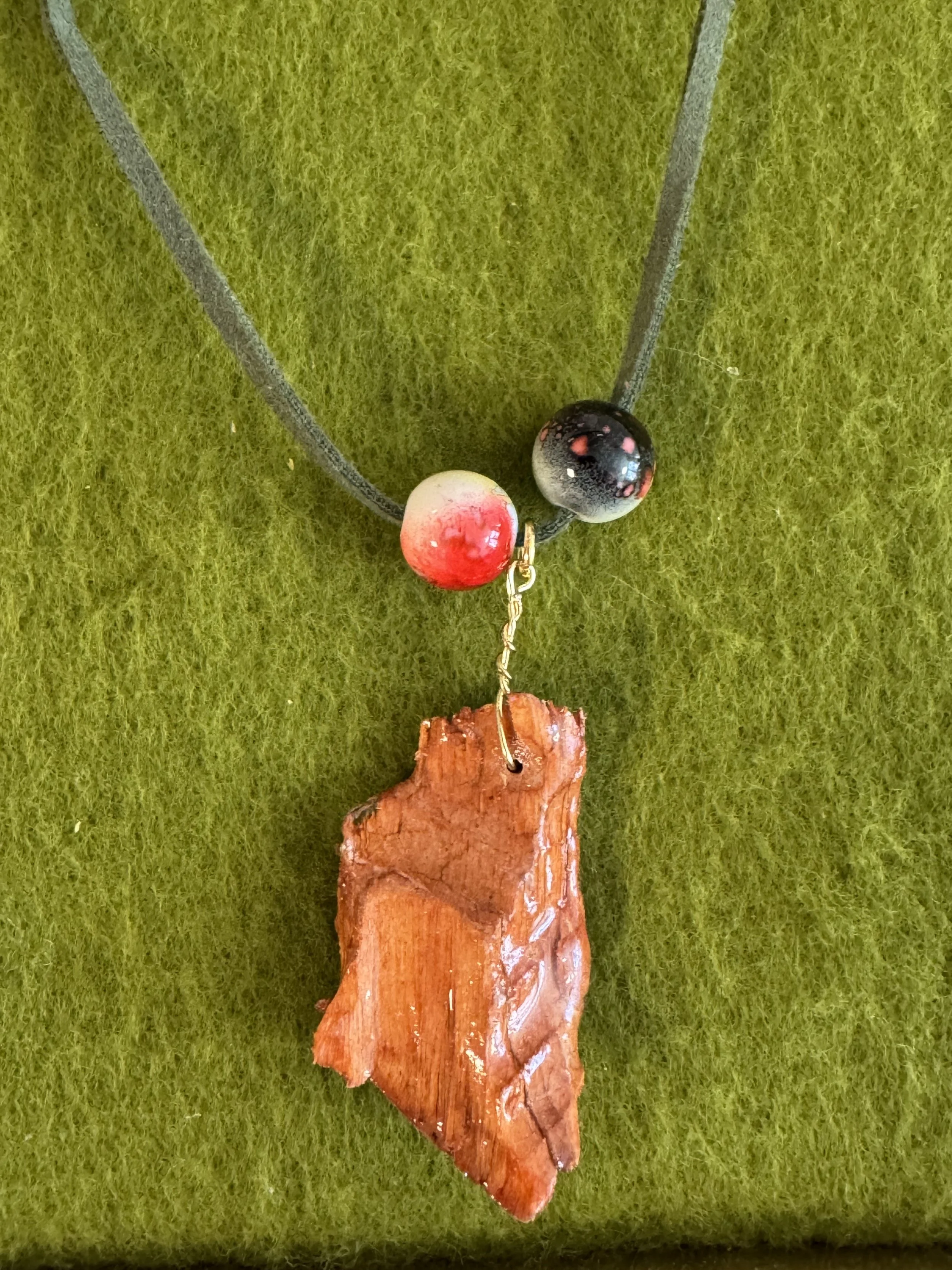 Beaded bark necklaces