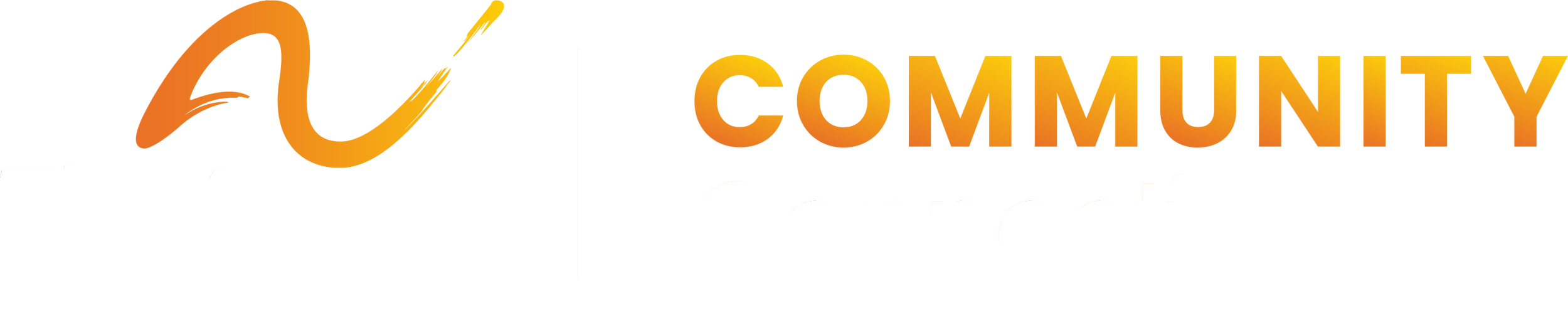 Community Connection. Image description: On the left is The Arc of Spokane logo. A thin white vertical line separates the logo from the large title text 'Community Connection' in orange and white.