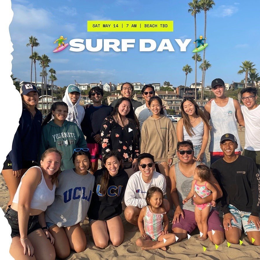 Join us at the beach this Saturday morning! Come ride some waves, learn to surf, or chill on the sand. Contact @kevin_tai23 if you&rsquo;re planning to come for equipment &amp; rides🤙(beach location is to be determined)