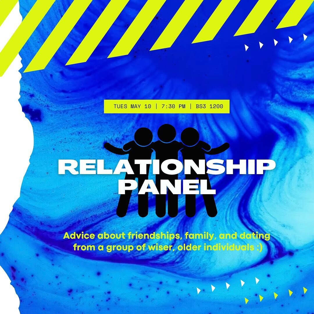 Join us at our weekly meeting tonight to hear from a relationship panel! See you at 7:30👯&zwj;♀️