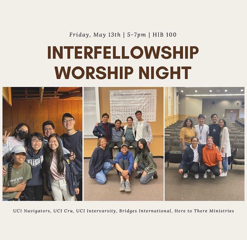 Hey everyone! Save the date for our Interfellowship Worship Night next Friday! Come join us to spend a night in worship to connect with each other, encourage one another, and glorify God together as brothers and sisters in Christ!