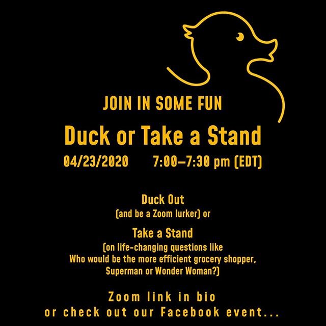 Join in some fun 04/22/2020. 
Duck or Take a Stand 
#positivemessages #spreadkindness #TGAD #igiveaduck #whogivesaduck #duckyou #kindness #neighbors #friends #communitybuilding #bekind #neighborhood #kindnessmatters #endsocialisolation #virtualmeetup