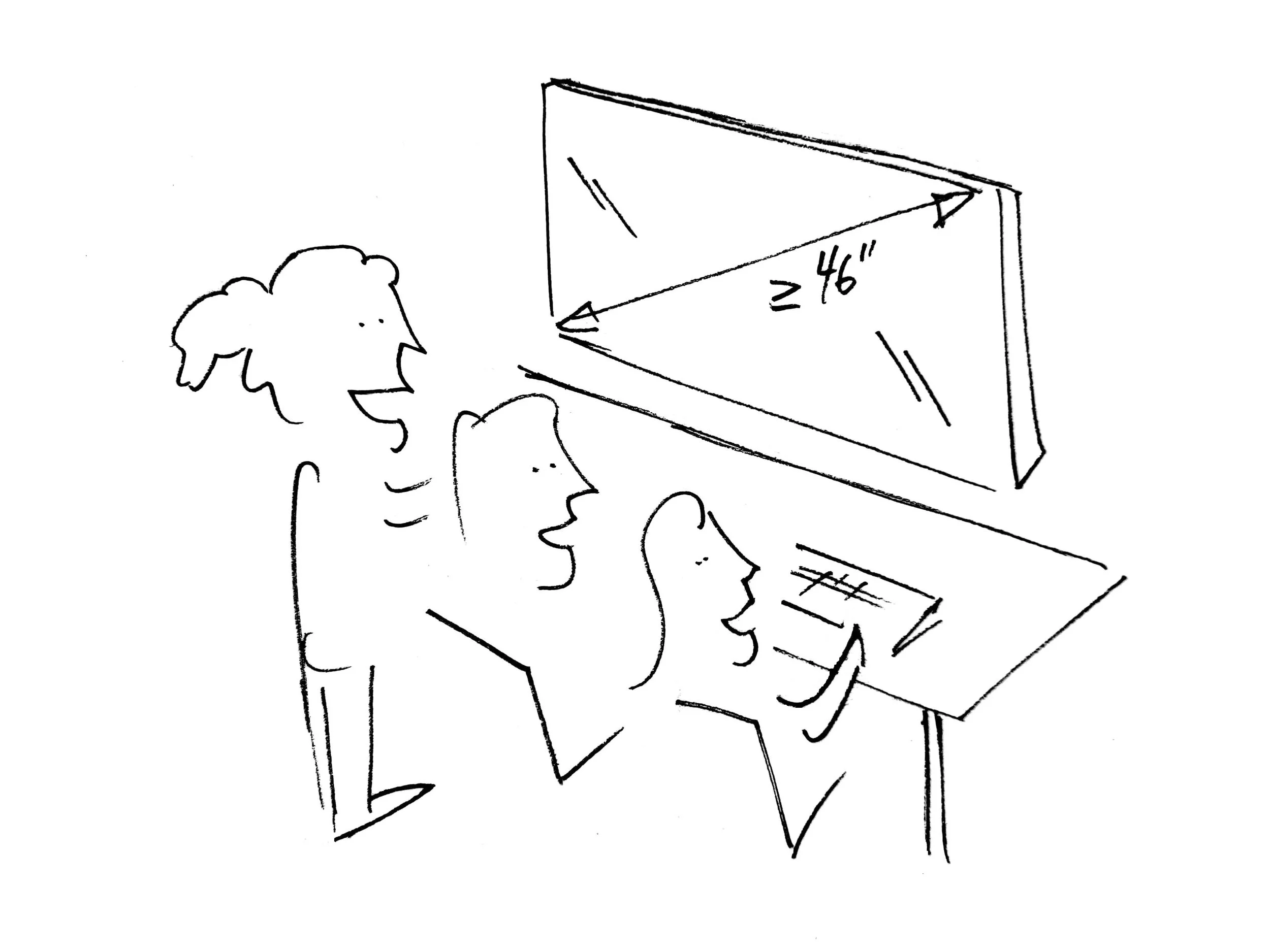 Get a table that seats at least three people, and a display that’s at least 46”.