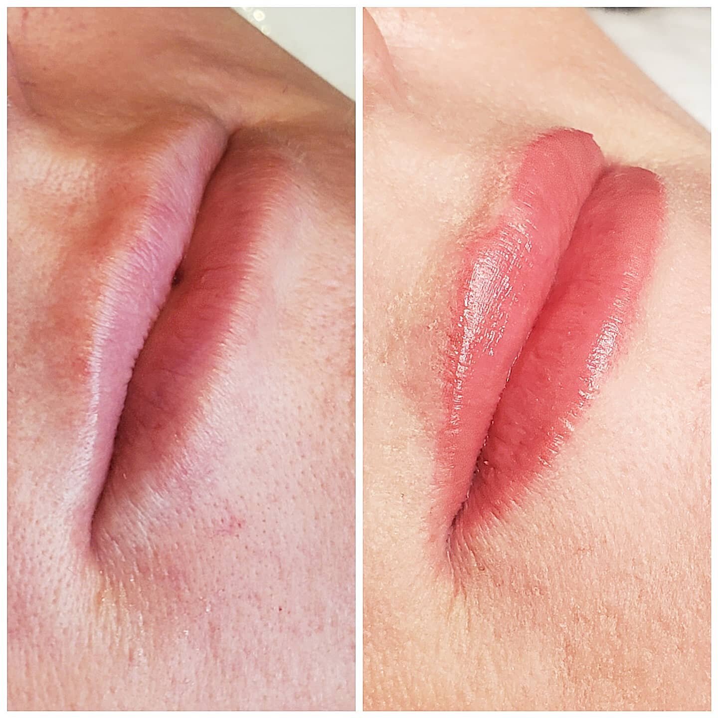 Completely healed lip blushing. She's got a little clear gloss on 🥰 #jlskinandbrows #lipblushinglhc