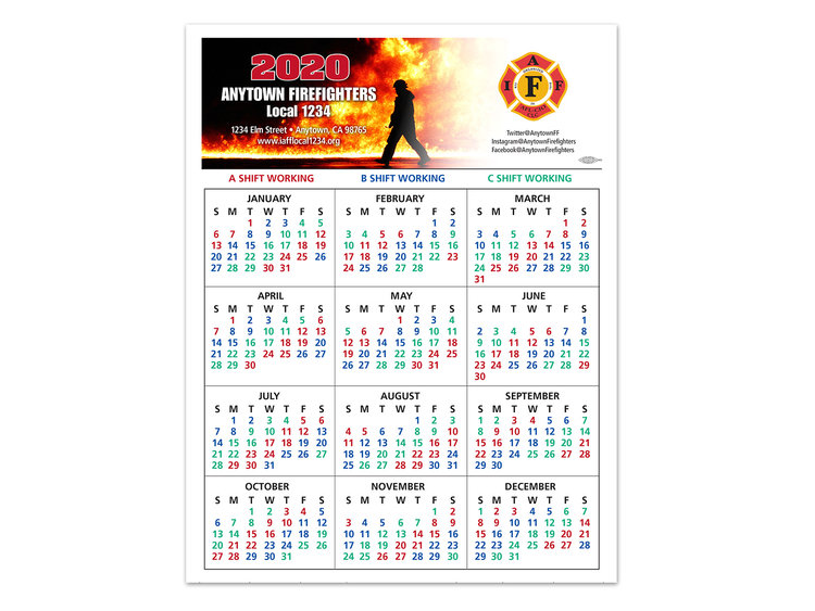 Shift Calendar 2022 Shift Calendars — Firefighters Print & Design