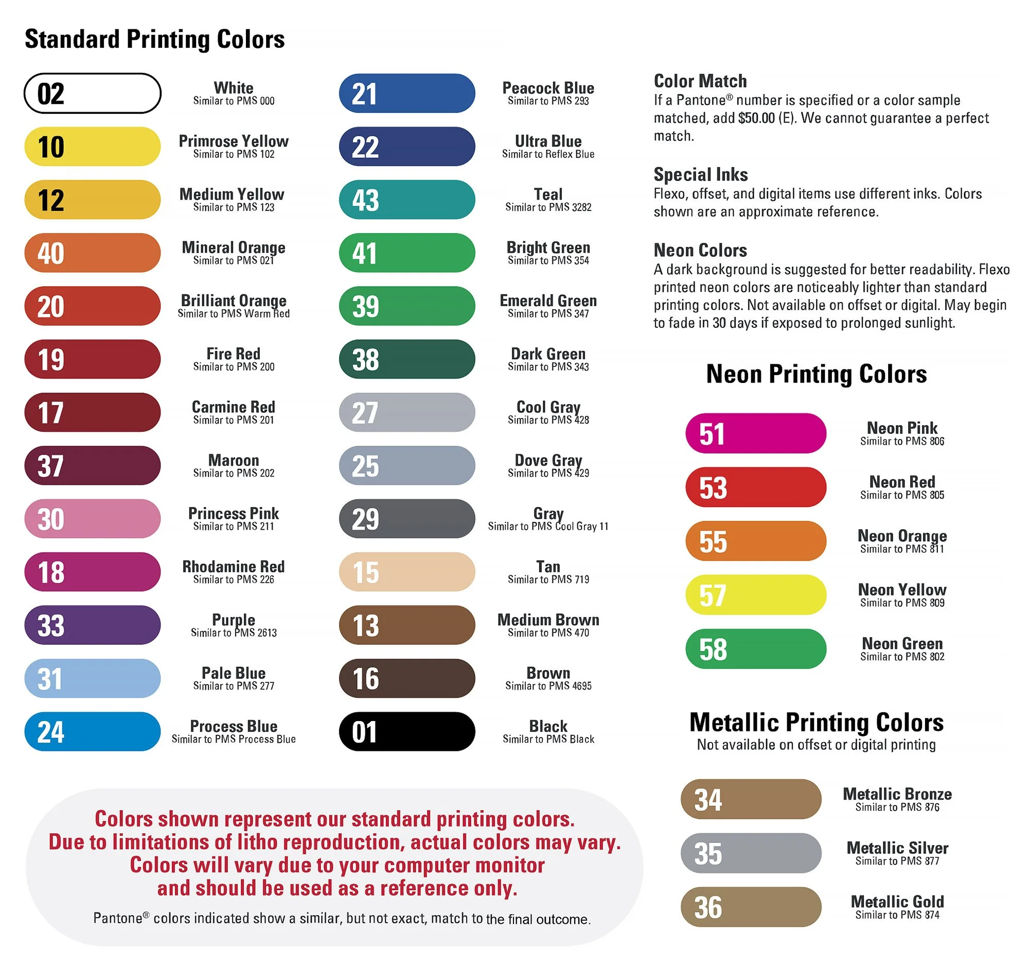 Gilline Color Chart — Firefighters Print & Design