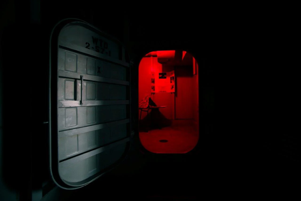 In an authentic World War II Submarine training vessel…