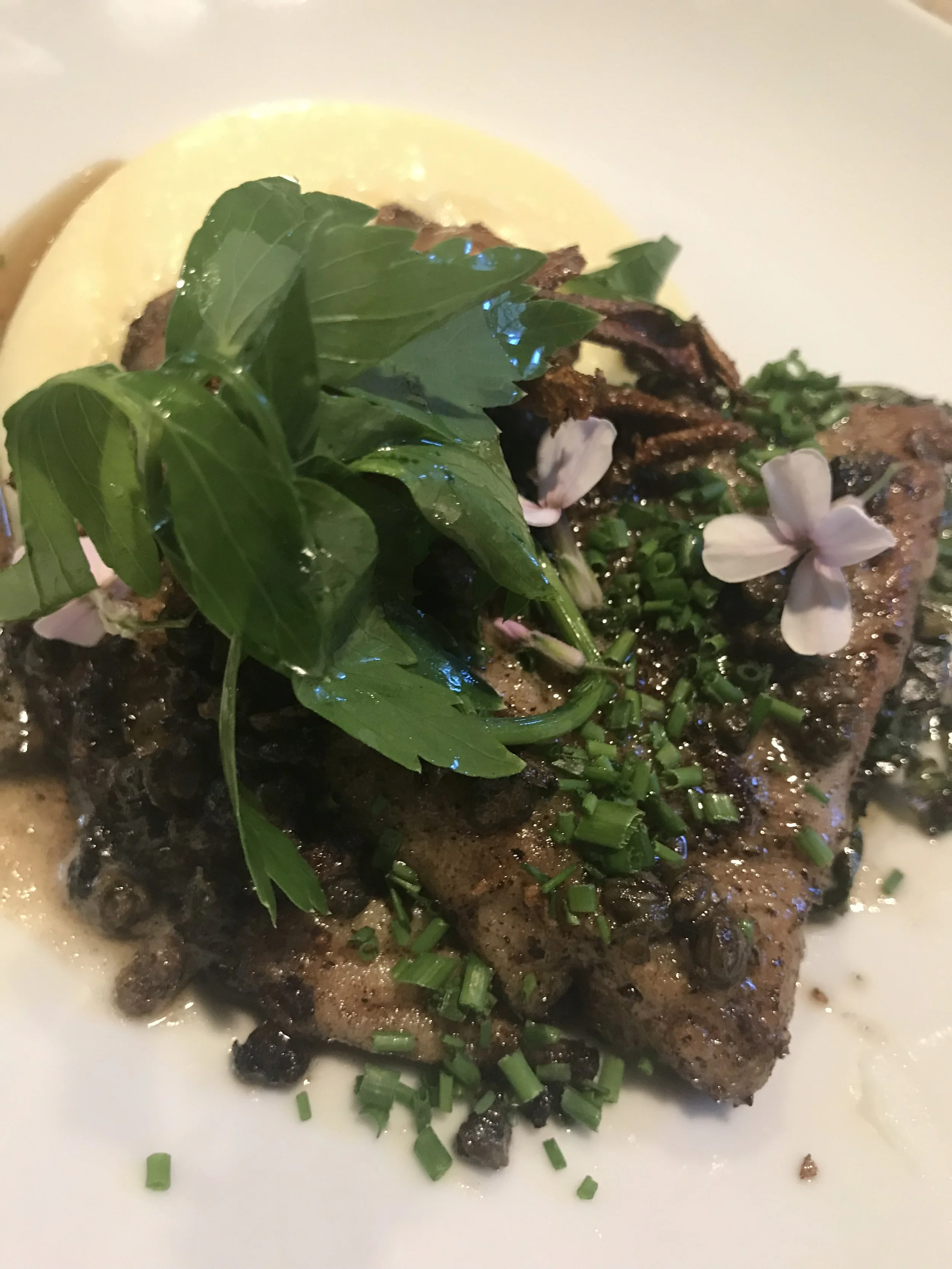 Skate  piccata, potato rebluchon