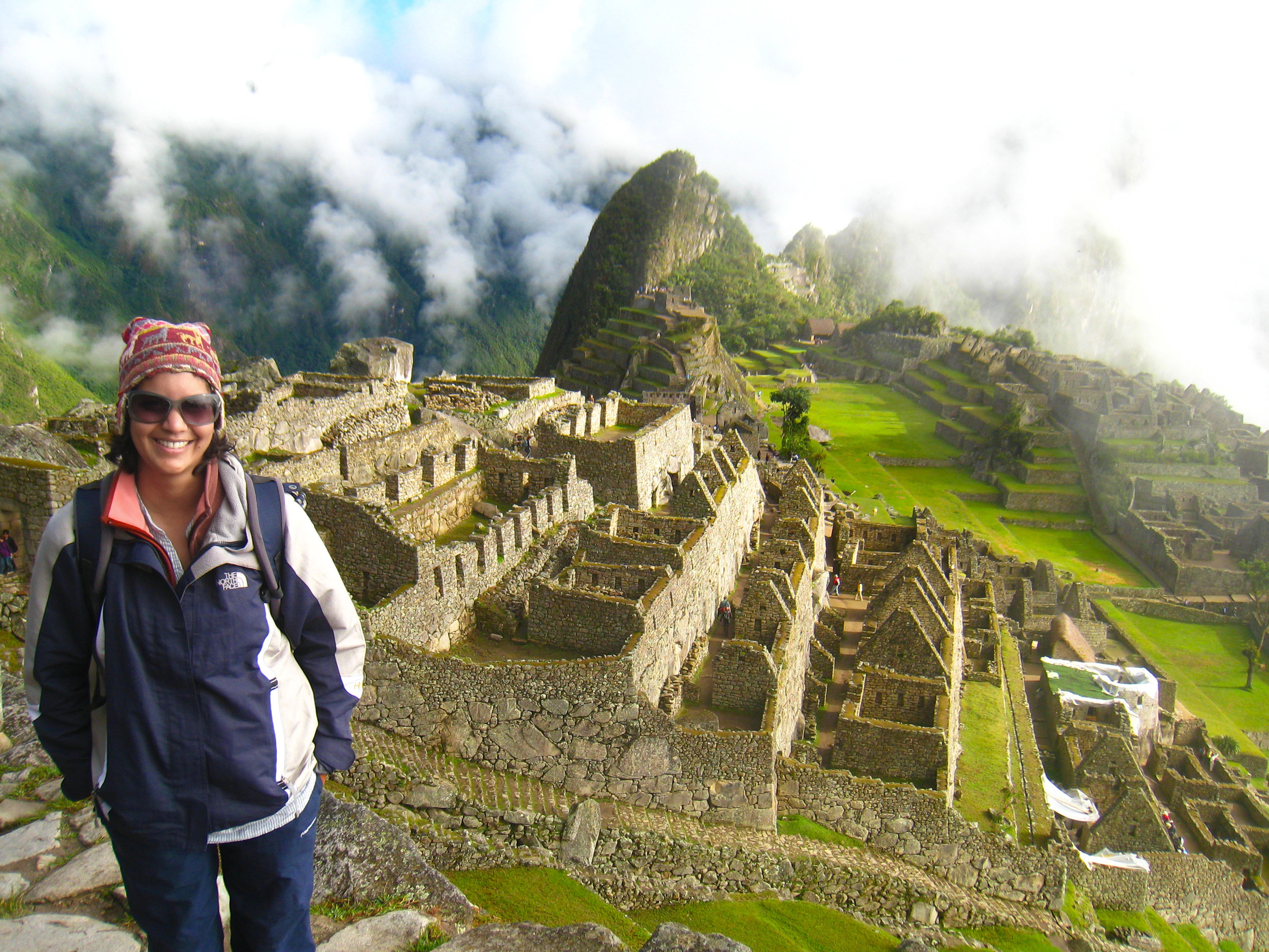 Hiking to the top of Machu Picchu, Peru.