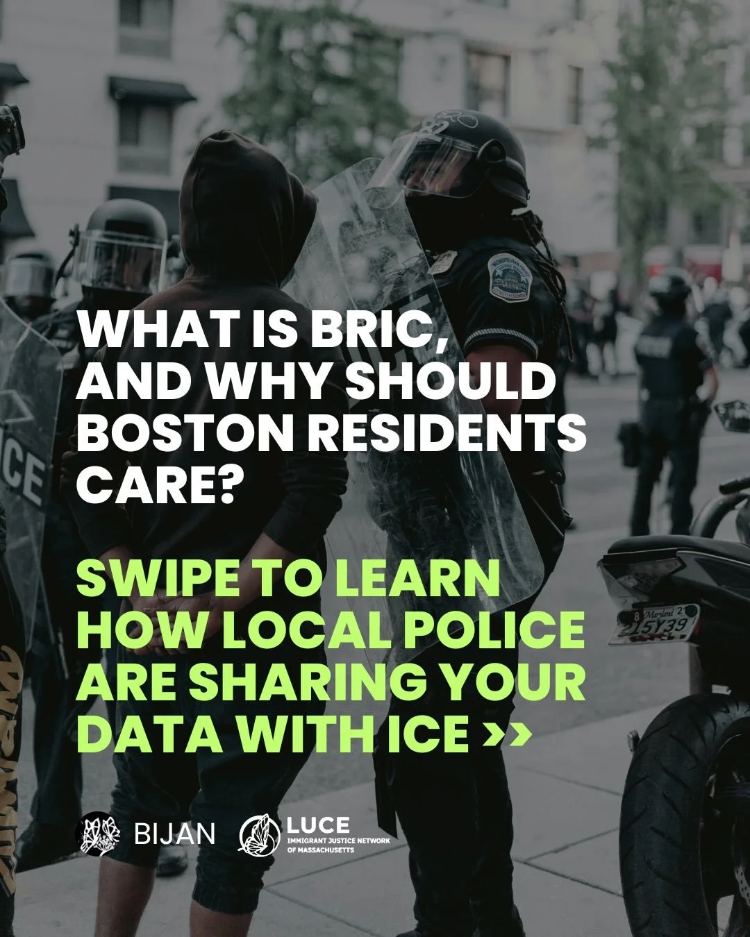 Curious about how local police in Boston are sharing your data with ICE? Swipe to learn more about BRIC, the Boston Regional Intelligence Center, and how they target marginalized communities and protest movements. 

The PROTECT Act was just introduce