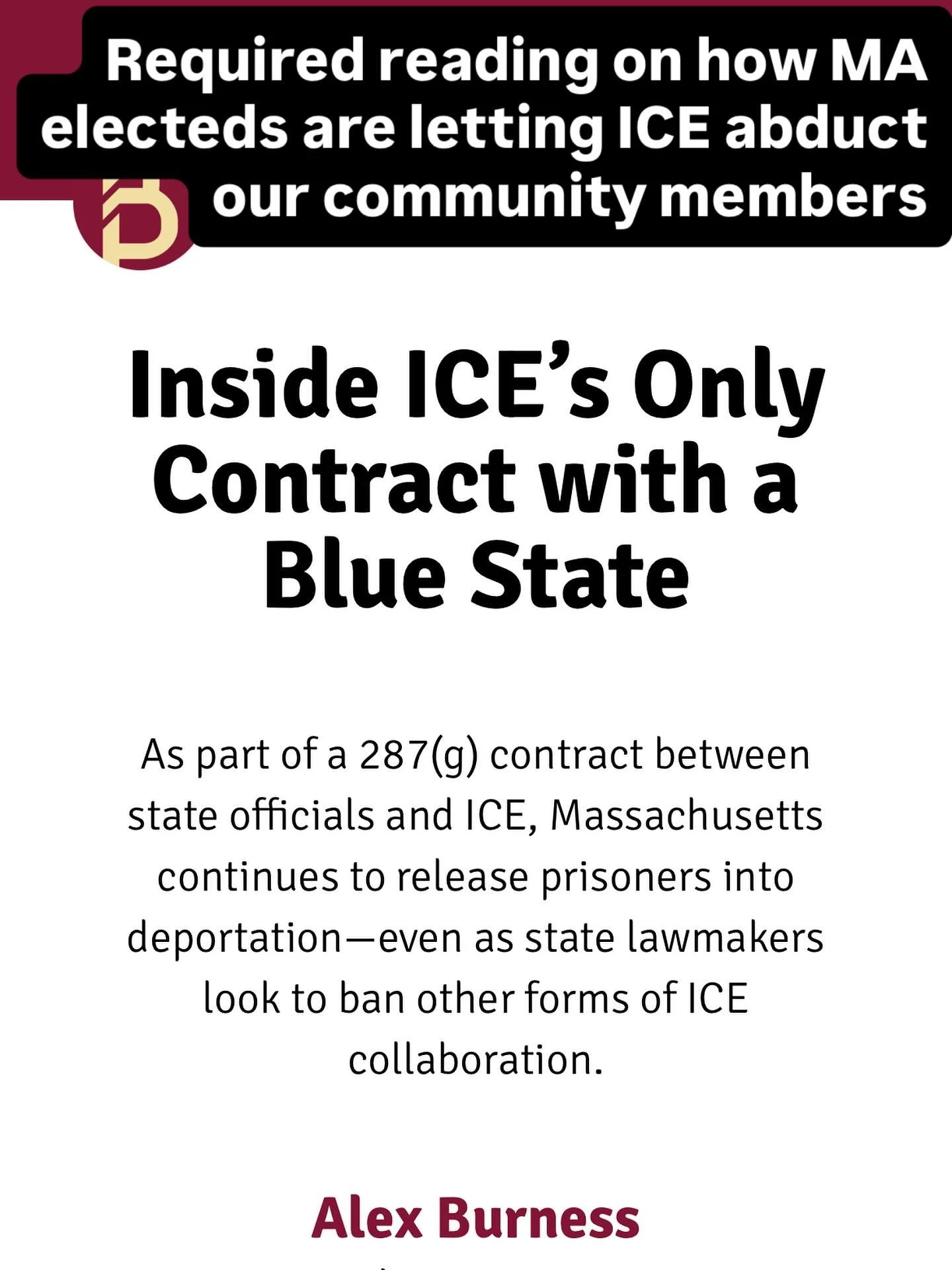 Truth telling from @boltsmag and @prisoners_legal_services ❤️&zwj;🔥 on what it would really look like for MA to cut ties with ICE.