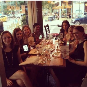 NY Women in Communication's book club talks Pretty in Ink over coffee in an East Village cafe.