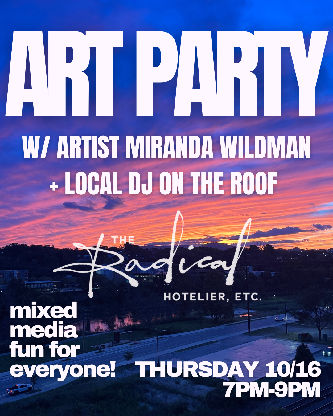 ART PARTY ON THE ROOF AT THE RADICAL HOTEL OCTOBER 16