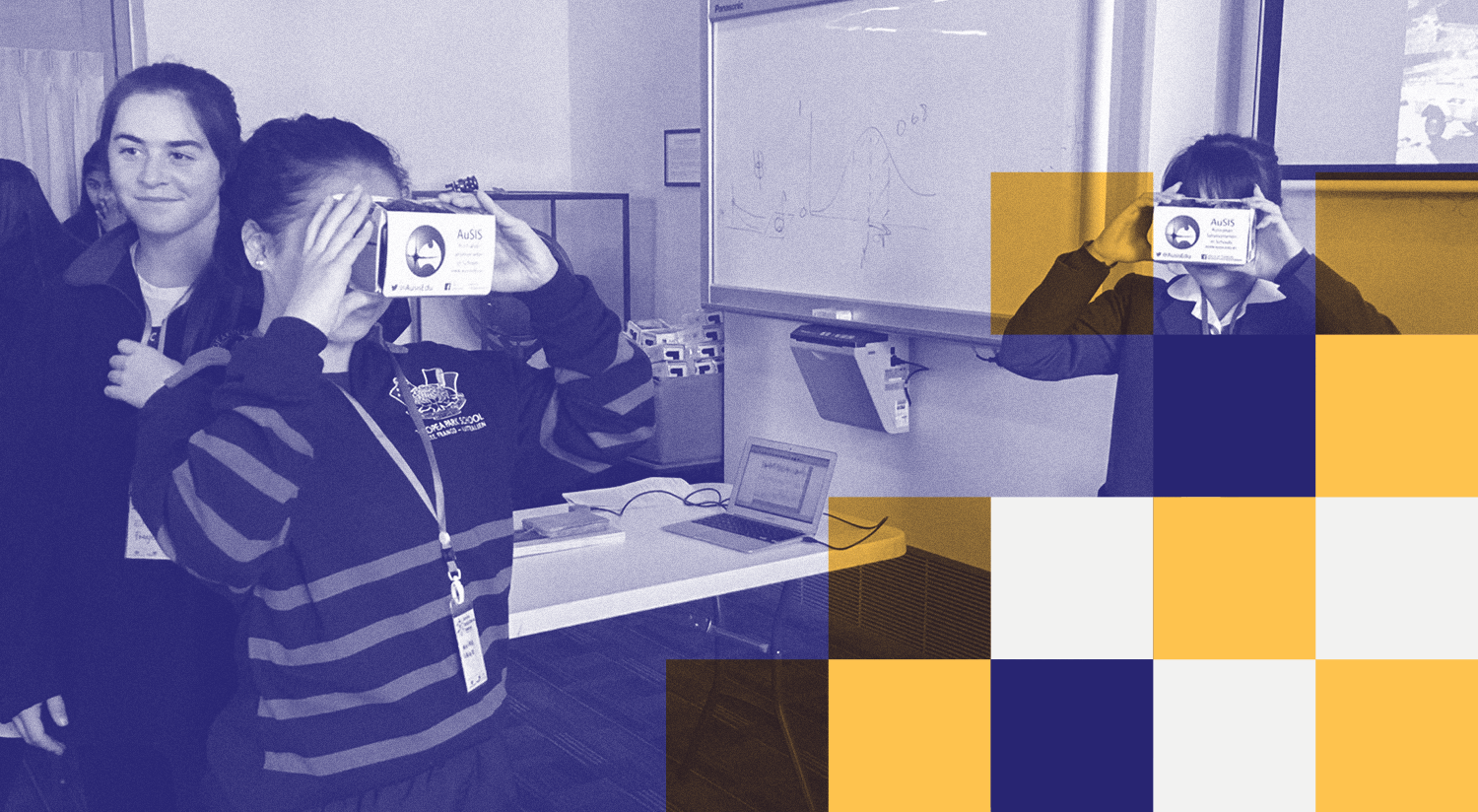 Year 10 students from Canberra schools are using 3D goggles for smartphones to visually experience seismology fieldwork and landscapes during Girls into Earth and Marine Sciences (GEMS) event in 2018. Image: As. Prof Meghan Miller, ANU.