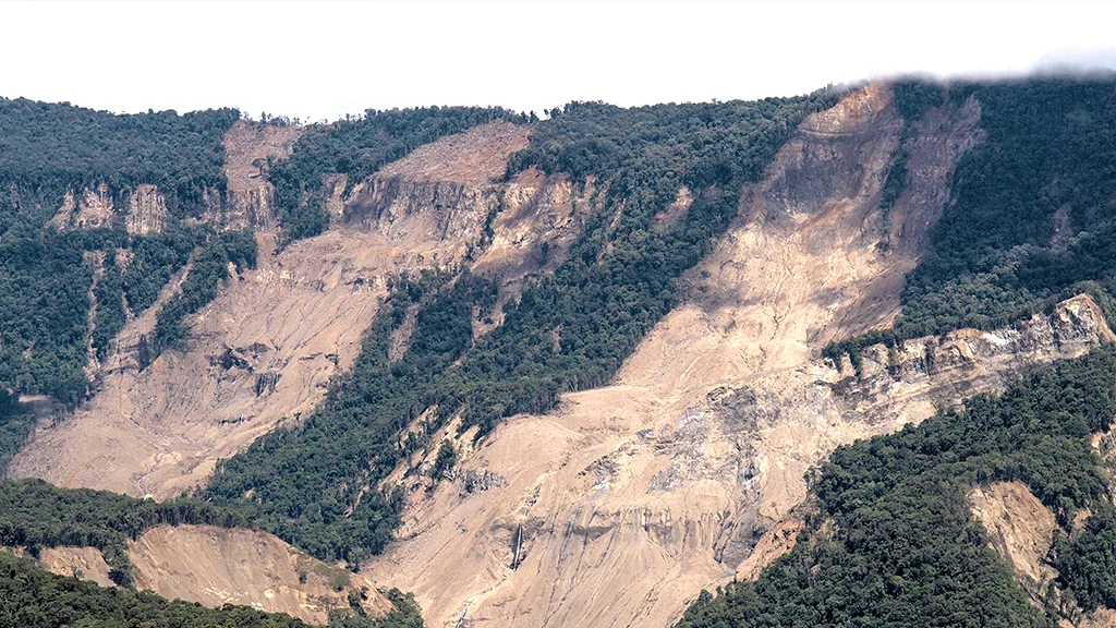 Landslides caused by PNG’s magnitude 7.5 earthquake in February 2018. Image: ©Gary Gibson
