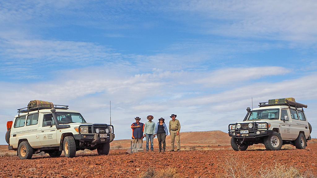 Field crew–left to right: Armando Arcidiaco, Rajesh Erigela, Dr. Michelle Salmon and Geoff Luton at the last seismic station at the eastern end of the array. Image: Dr. Michelle Salmon