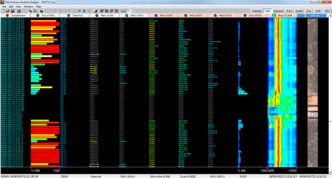 Log screen in CSIRO’s The Spectral Geologist (TSG) software. Image: TSG .