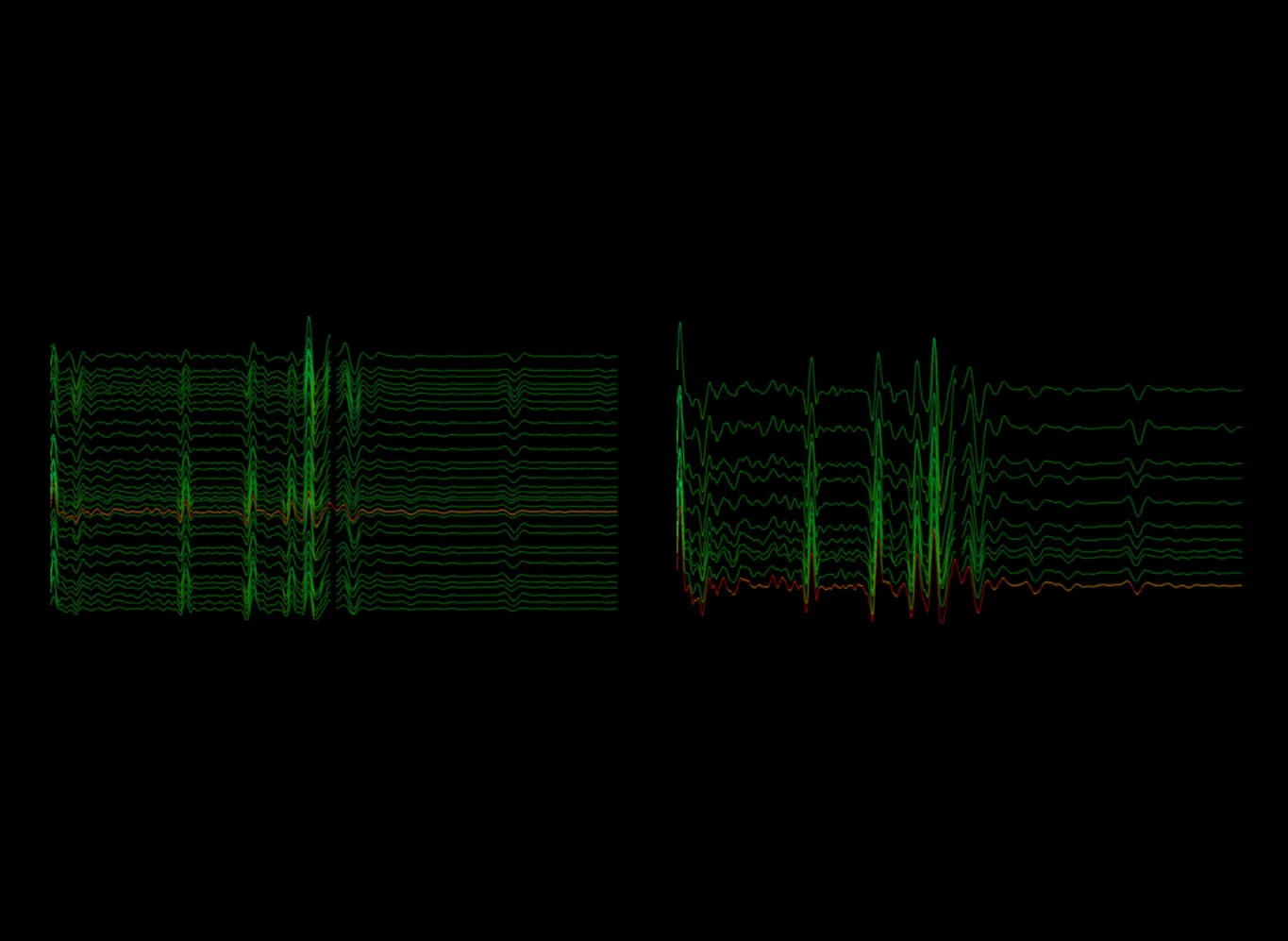 A spread from Lee’s  book  that was presented in ORE CORE SCORE featuring spectacular spectra artwork that was derived from the AuScope enabled HyLogger for a particular sample of core. Image:  Lee Harrop .