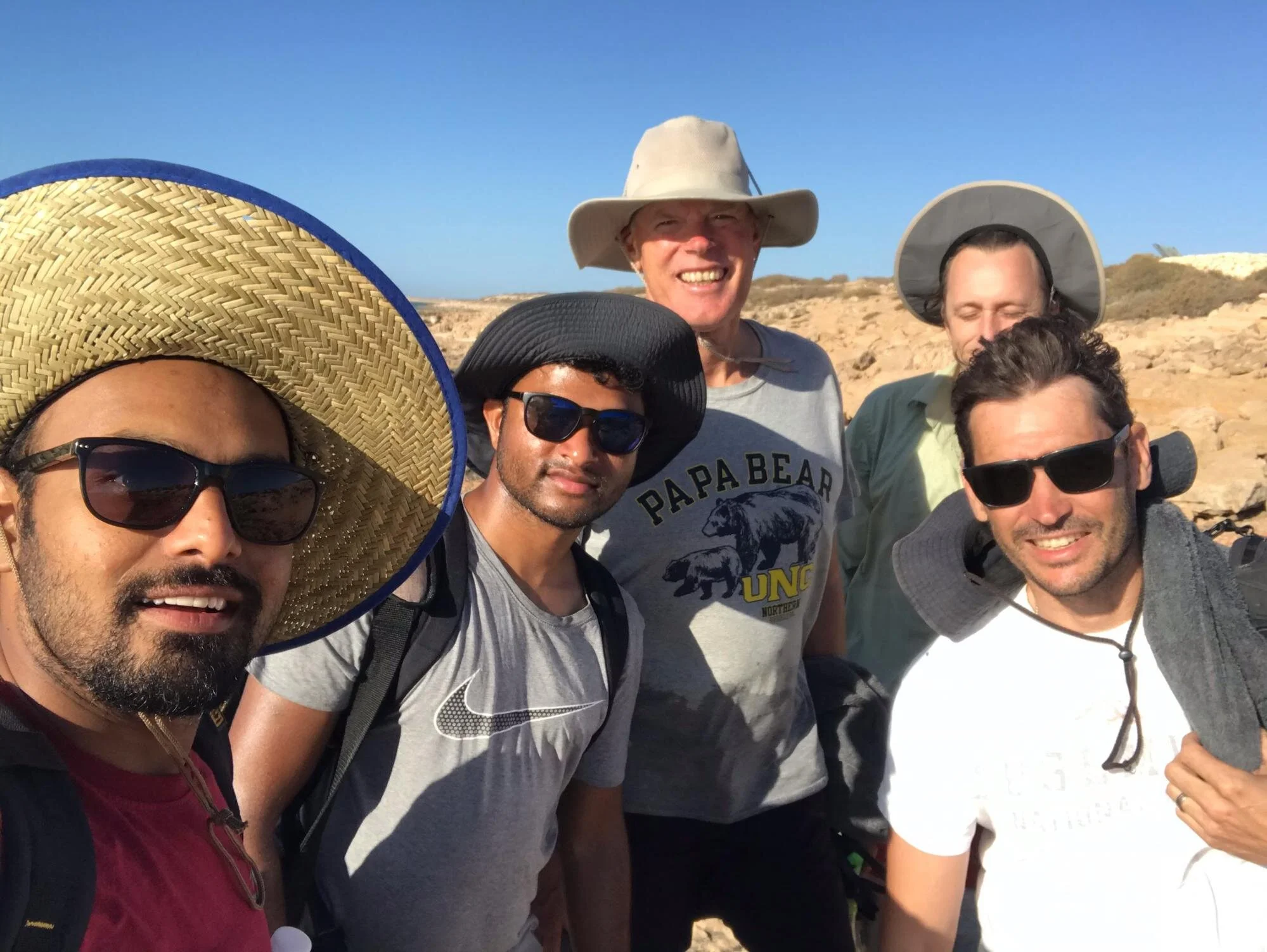 The crew, from left to right: Rajesh Erigela, Sam Rayapaty, Raymond de Graaf, Robert Pickle and Andrew Latimore from Australian National University. Image: Rajesh Erigela