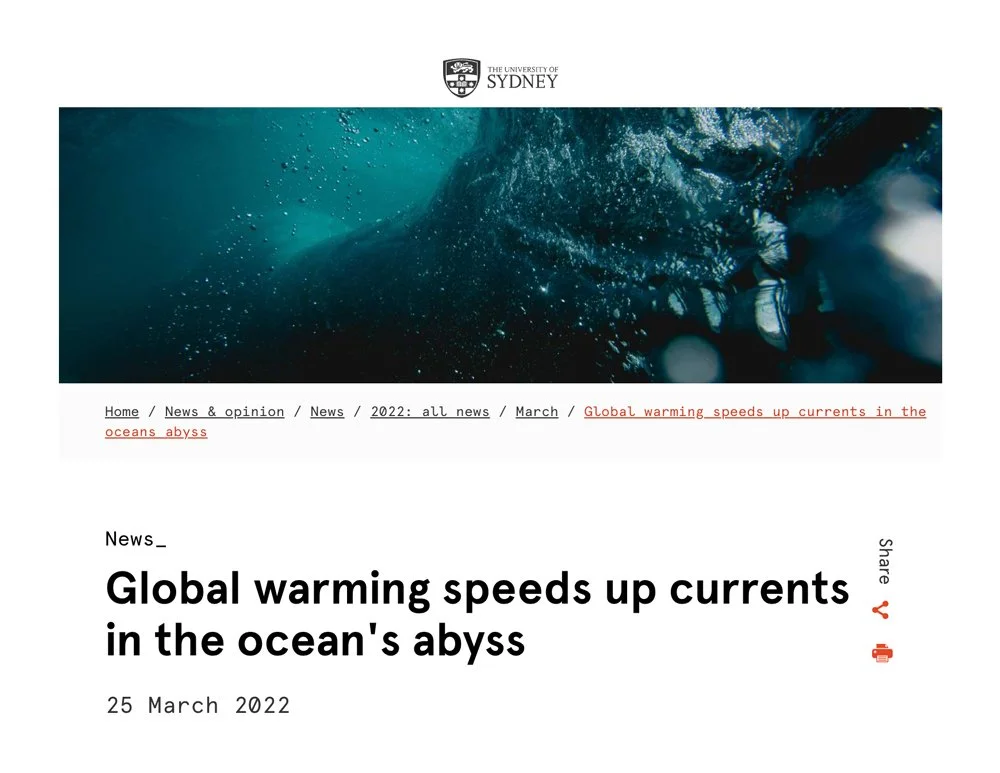 Global warming speeds up currents in the ocean's abyss