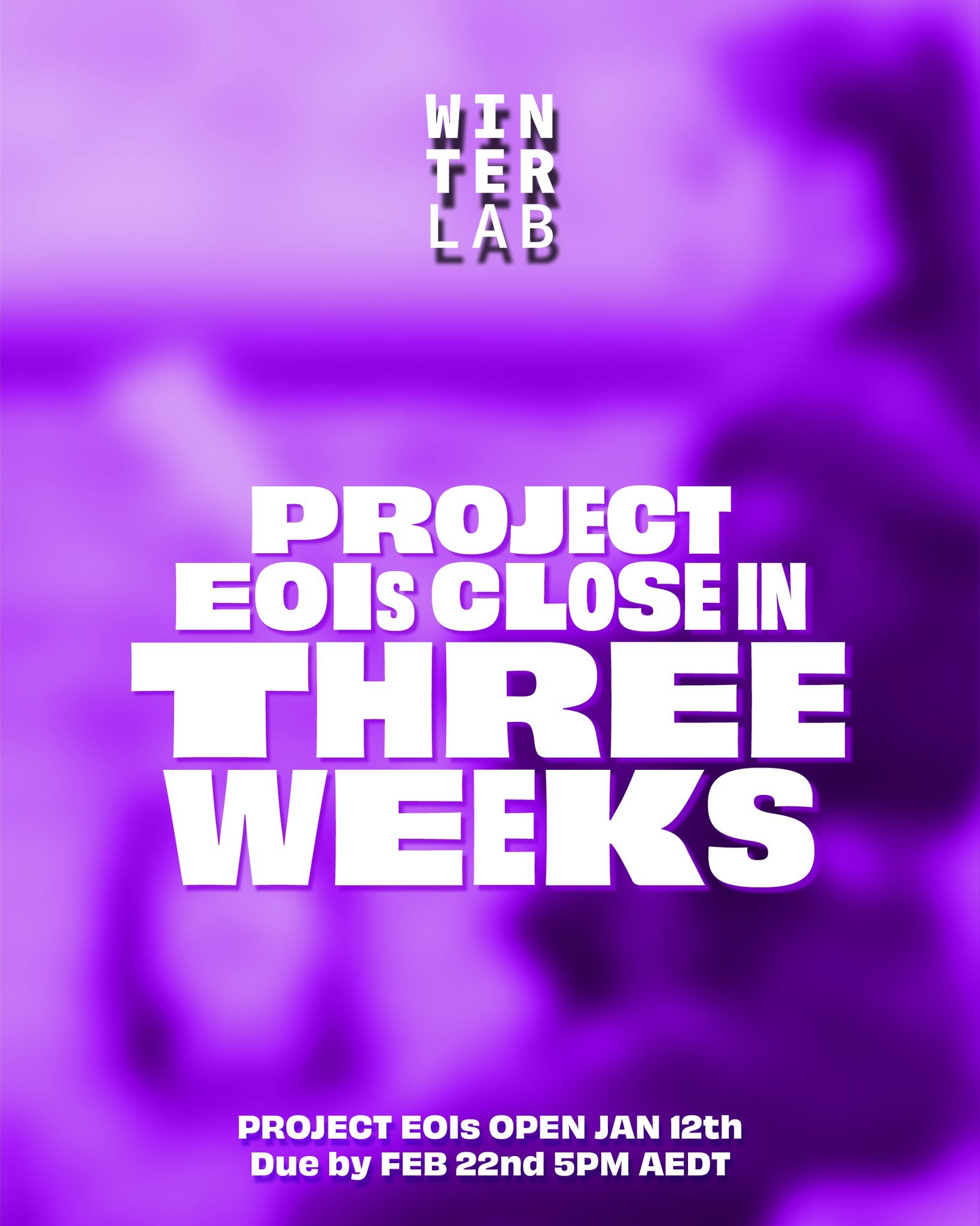 ❄️❄️ 3 WEEKS REMAINING ❄️❄️

💸 PAID CREATIVE OPPORTUNITY between $5-8k is allocated to each successful project + in-kind extras!
📩 EOIs open now till Sunday Feb 22nd 5pm AEDT

Tip: We receive over 80% of EOIs in the last 48 hours of any application