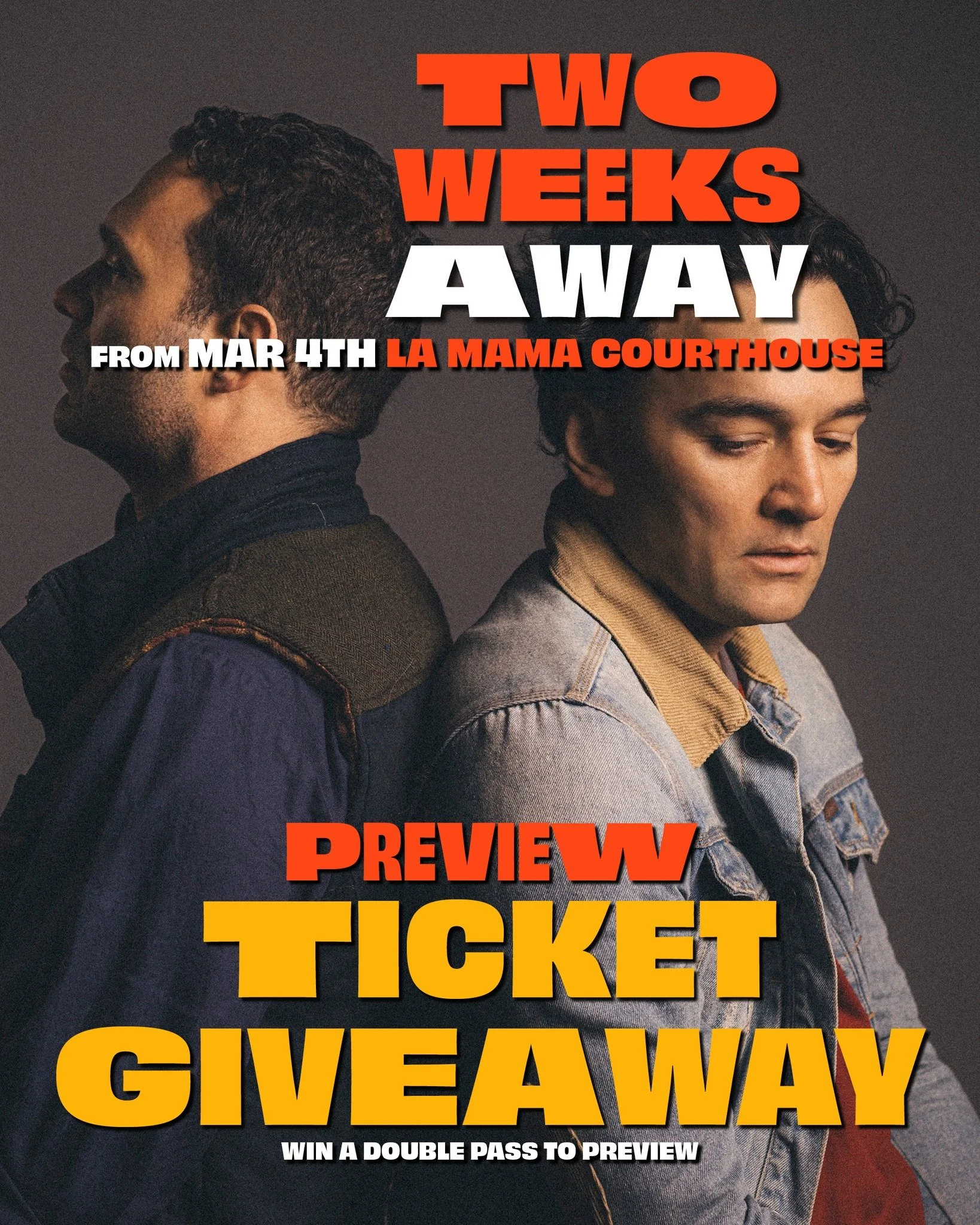 🎟️⛰️ PREVIEW GIVEAWAY ⛰️🎟️

WIN A DOUBLE PASS TO BACK TO TE MAUNGA'S PREVIEW PERFORMANCE!!!

1. Follow both Antipodes Theatre Company @antipodesarts and @lamamatheatre
2. Tag a friend you want to bring to the show!

The winner(s) will be chosen at 