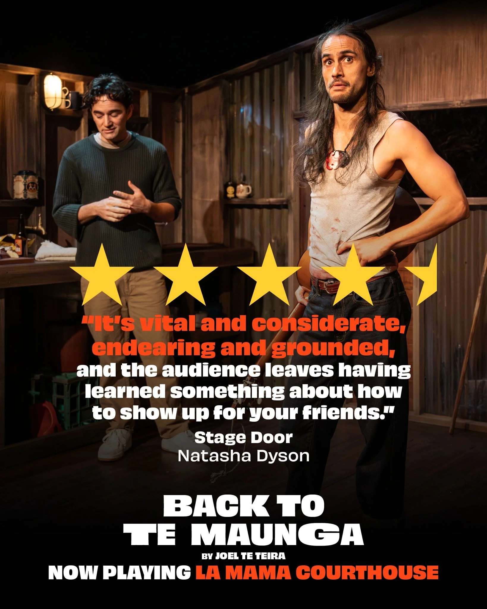⛰️⛰️ ANOTHER round of excellent reviews! ⛰️⛰️

🎟️ 6 Shows remaining, book your tickets now before it&rsquo;s too late! ✨✨✨

💬 ★★★★.5 - Stage Door
💬 "A nuanced subtle work&hellip;the performances by Jordan Selwyn and Joe Dekkers-Reihana are re