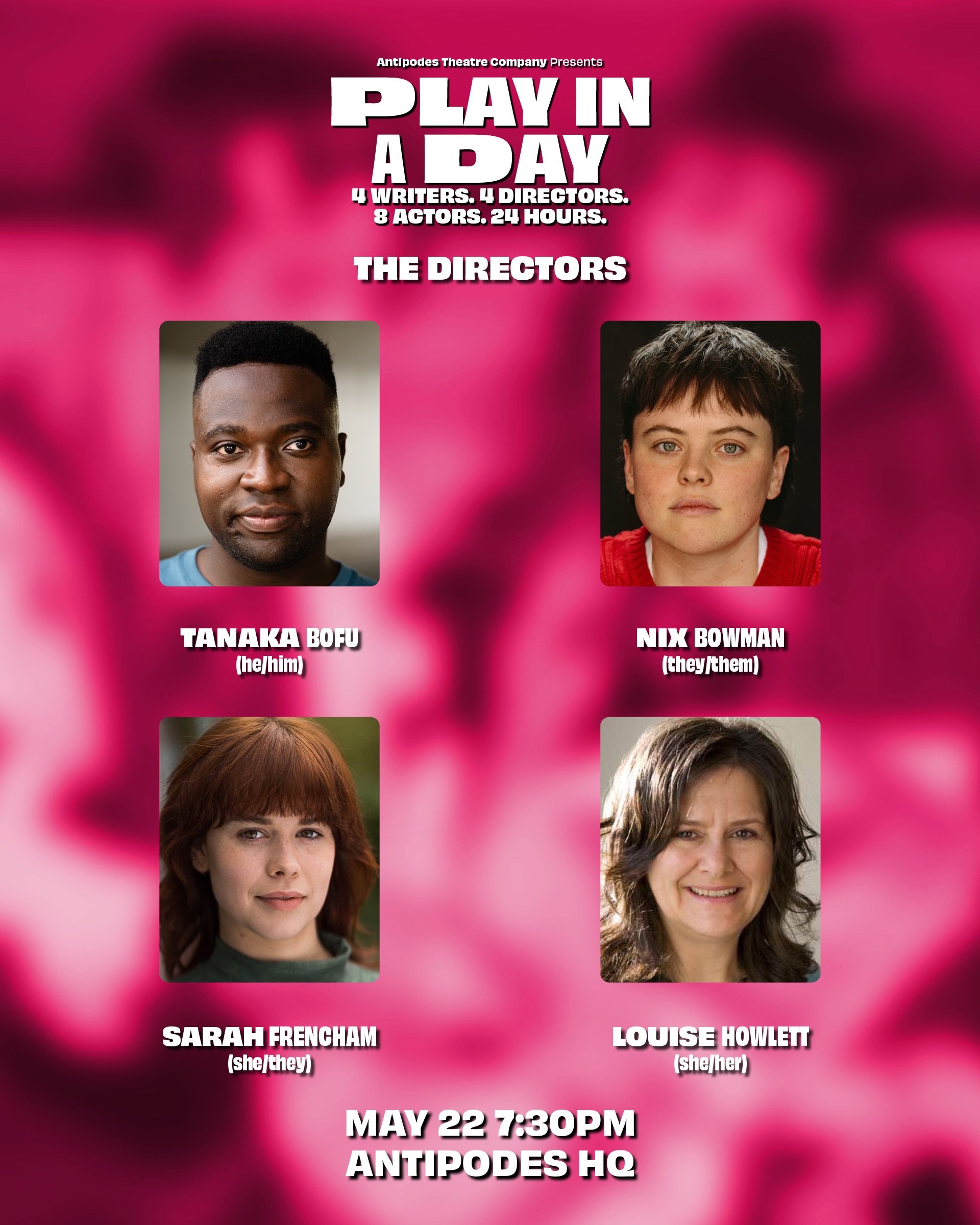 🎭🎭 Directors Announced! 🎭🎭

They&rsquo;re icons, they&rsquo;re legends, and they are the moment! Now come on now! 🥳🥰 Tickets on sale now!

Directors: Tanaka Bofu (he/him) @tanakabofu and Nix Bowman (they/them), Sarah Frencham (she/they) @sarah.