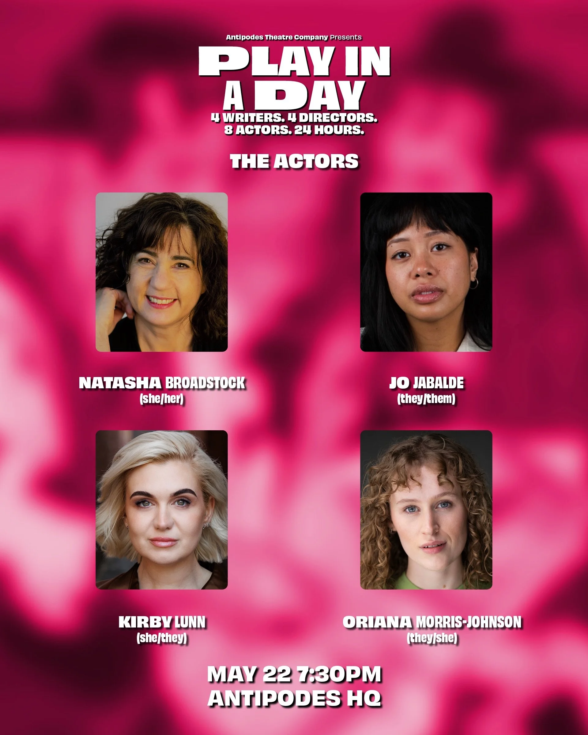 🎭🎭 First 4x Actors Announced! 🎭🎭

No crumbs. Not one, no where. 💅🎉⭐️ Tickets on sale now!

Actors: Natasha Broadstock (she/her) Jo Jabalde (they/them) @daftpettyboy Kirby Lunn (she/they) @kirbylunn Oriana Morris-Johnson (they/she) @ori_mj_ and 