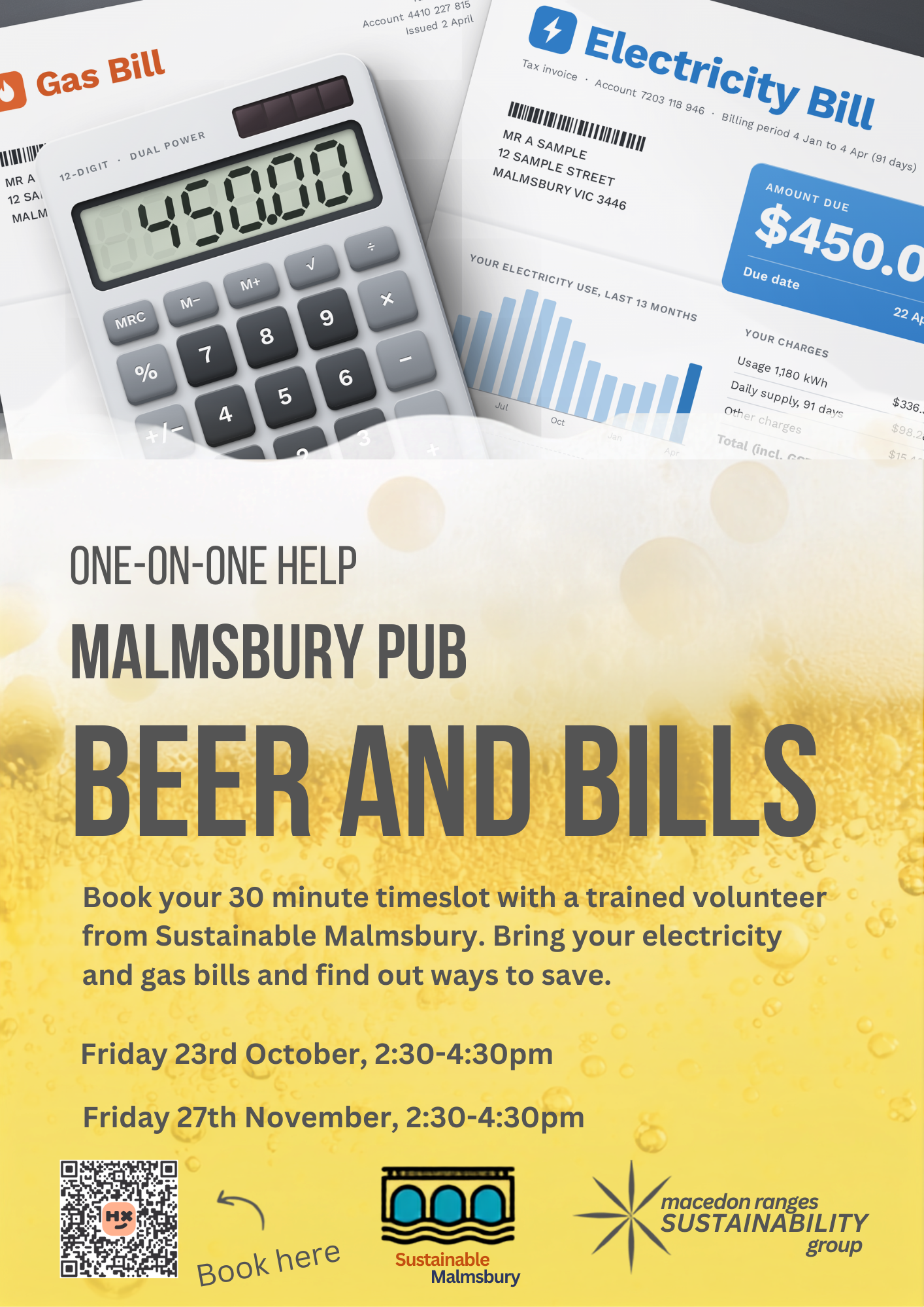 Beer and Bills at the Malmsbury Pub