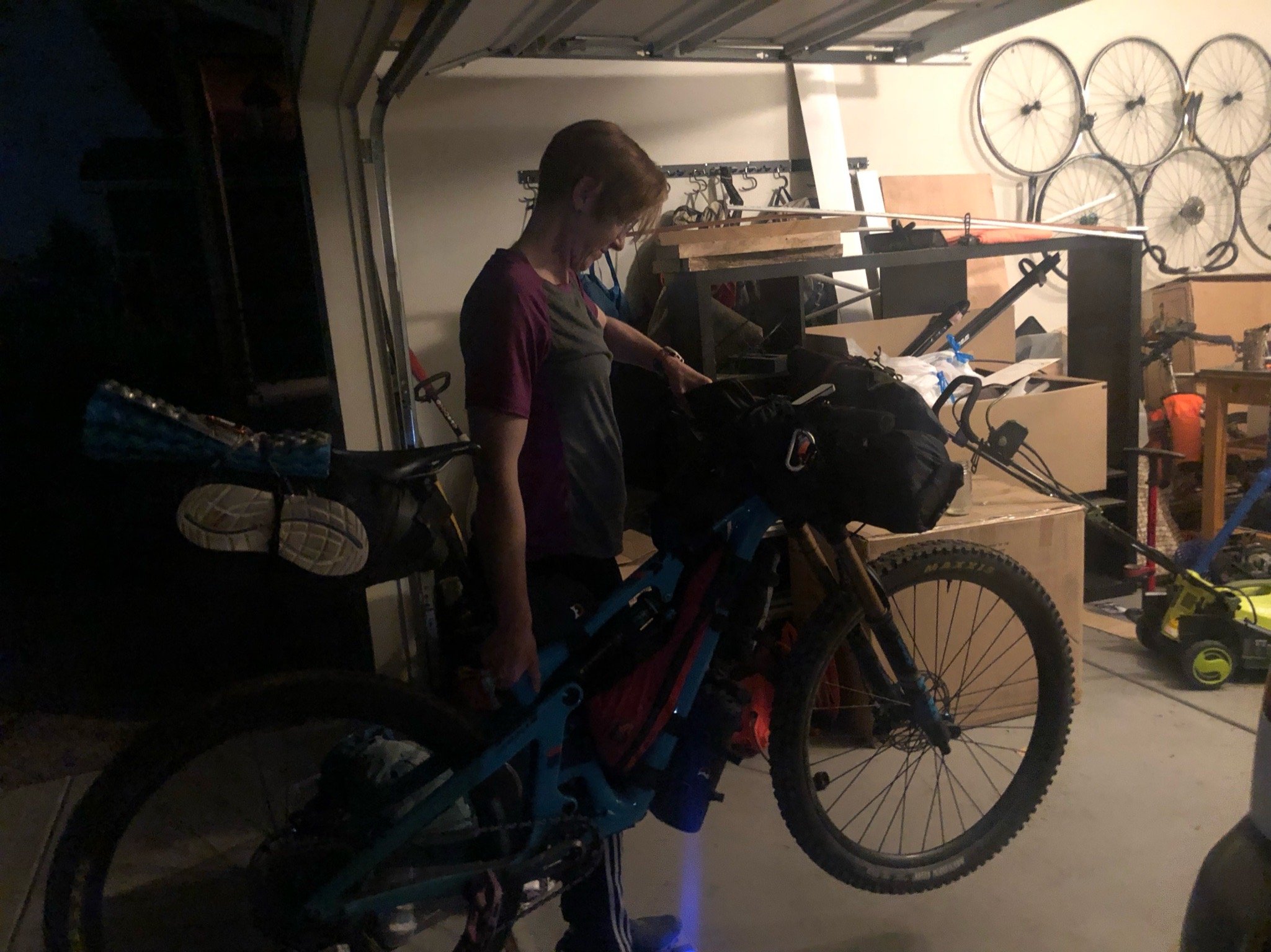 Aliza weighing her bike at Will's