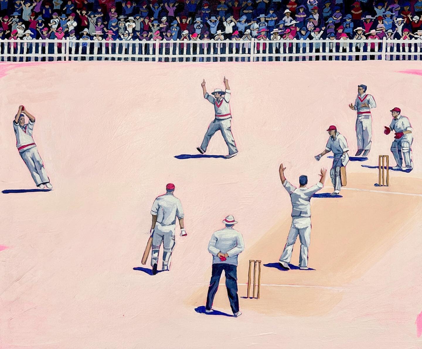 &lsquo;A Great Day At The Cricket&rsquo;
.
This fun piece will be included in &lsquo;Home Is Where The Art Is&rsquo; exhibition with @paperpear opening Friday 8 September in Wagga. 

Looking forward to heading down to my hometown and seeing all the a