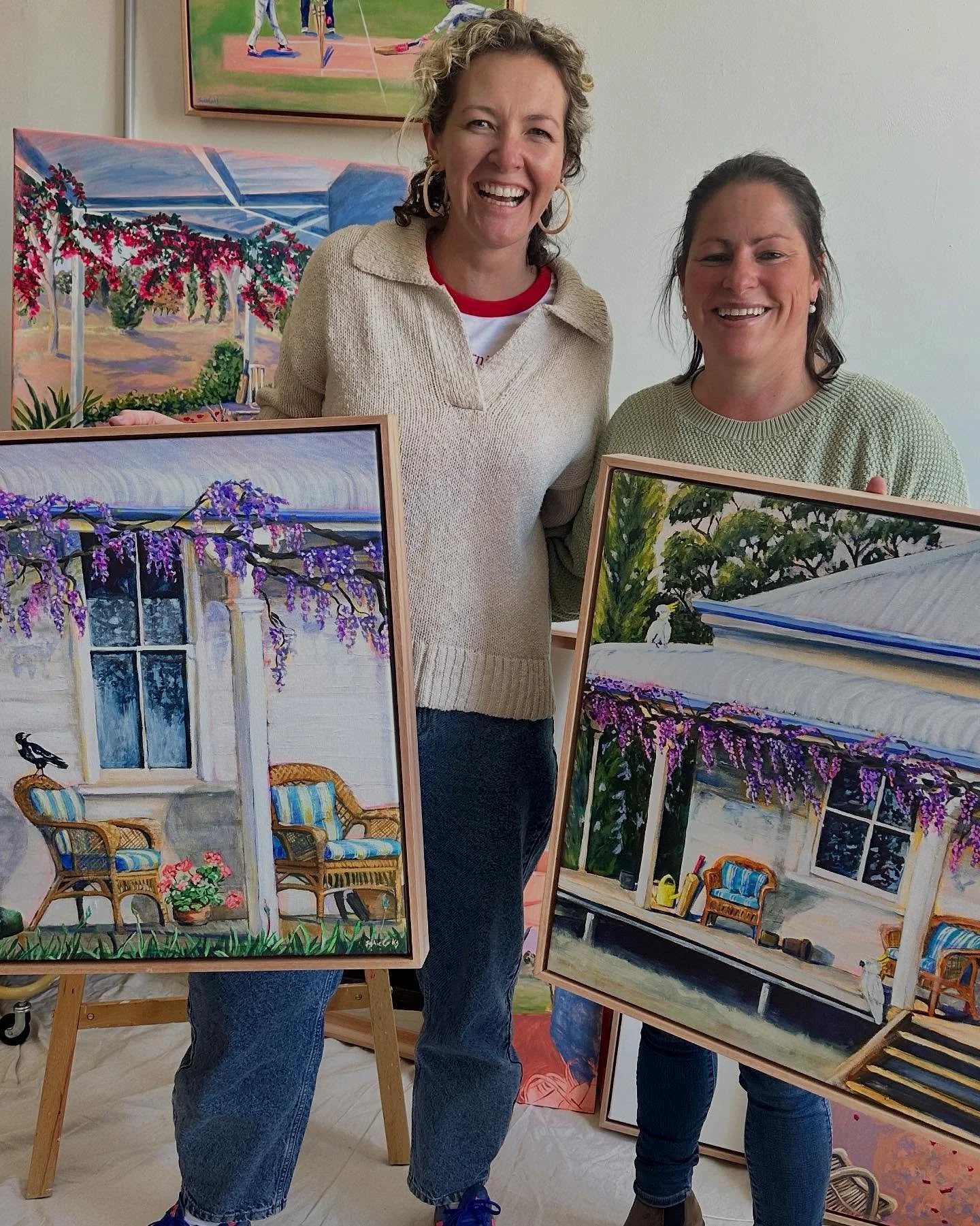 It&rsquo;s been a long time since our boarding school days, but today I got to catch up with the gorgeous Sal,  who snapped up these two originals back in Feb via @cornerstoregallery (life just had other plans before she could collect them). We could
