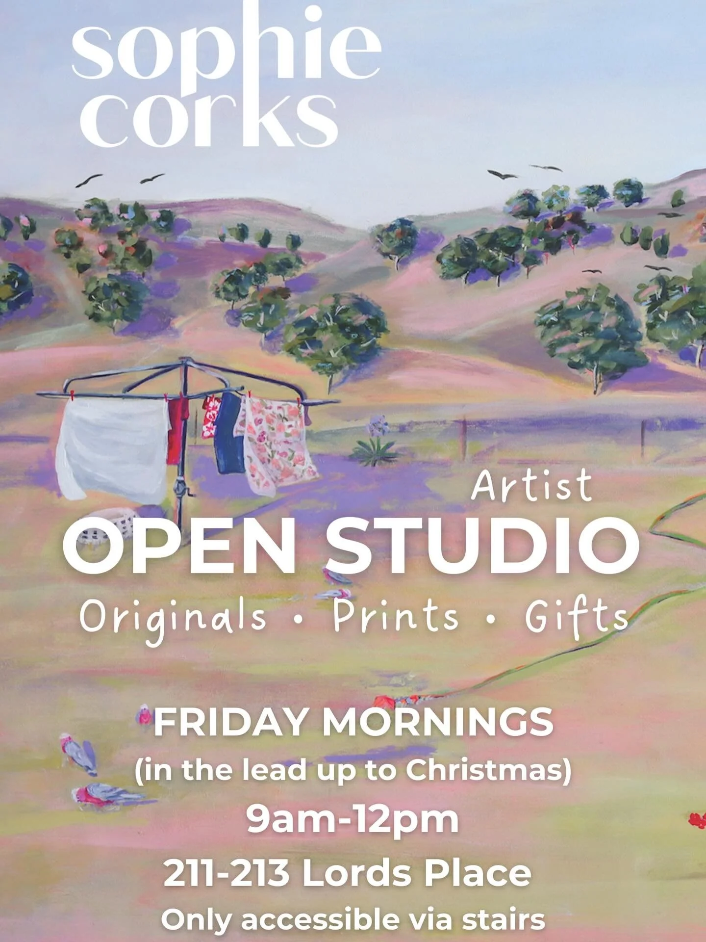 Friday mornings in the lead up to Christmas I&rsquo;m opening up!! 
Pop up and say hello, have a sticky beak of my working studio. 
Fine some Christmas pressies like tea towels (best teachers gifts) boardies, napkins, and prints, or grab yourself or 