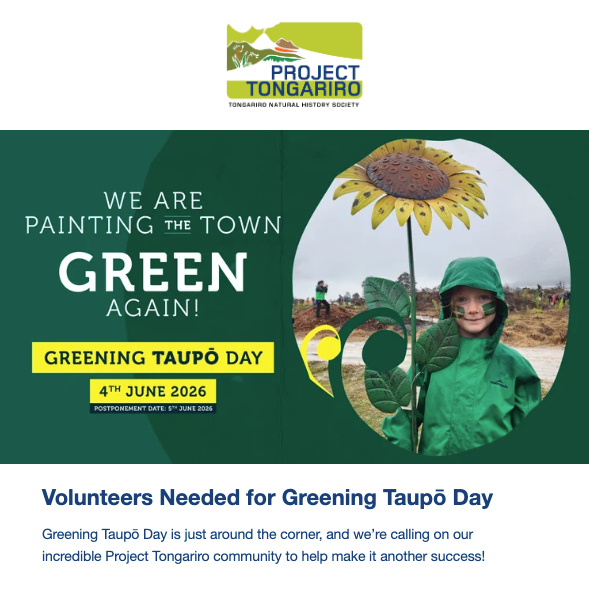 Greening Taupō Day Volunteers Needed 