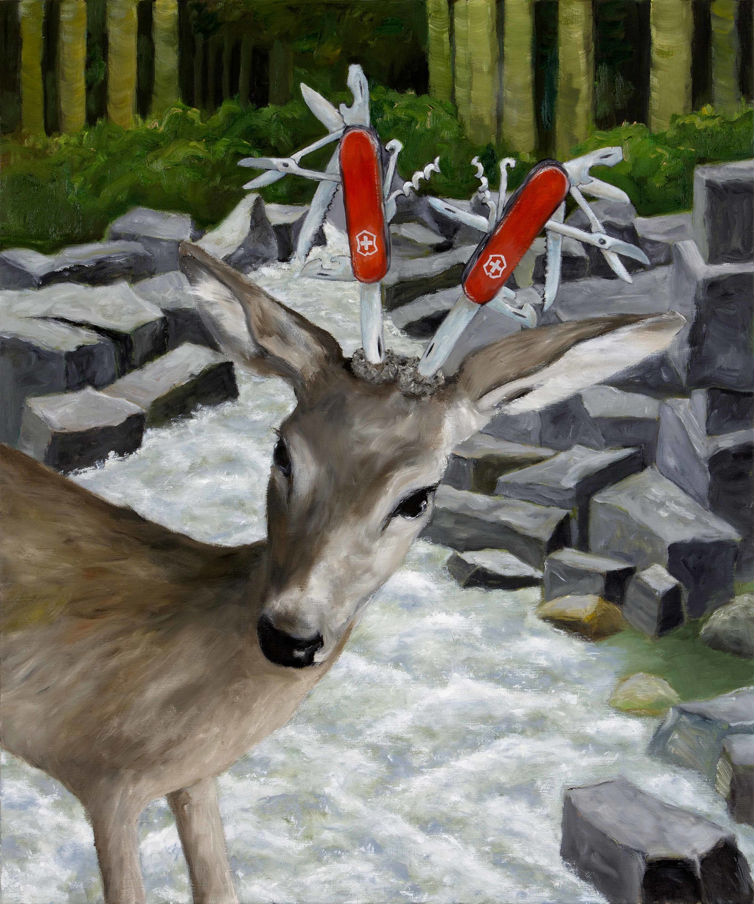   Scenery with deer   2015  oil on canvas  100 x 120 cm  private collection             