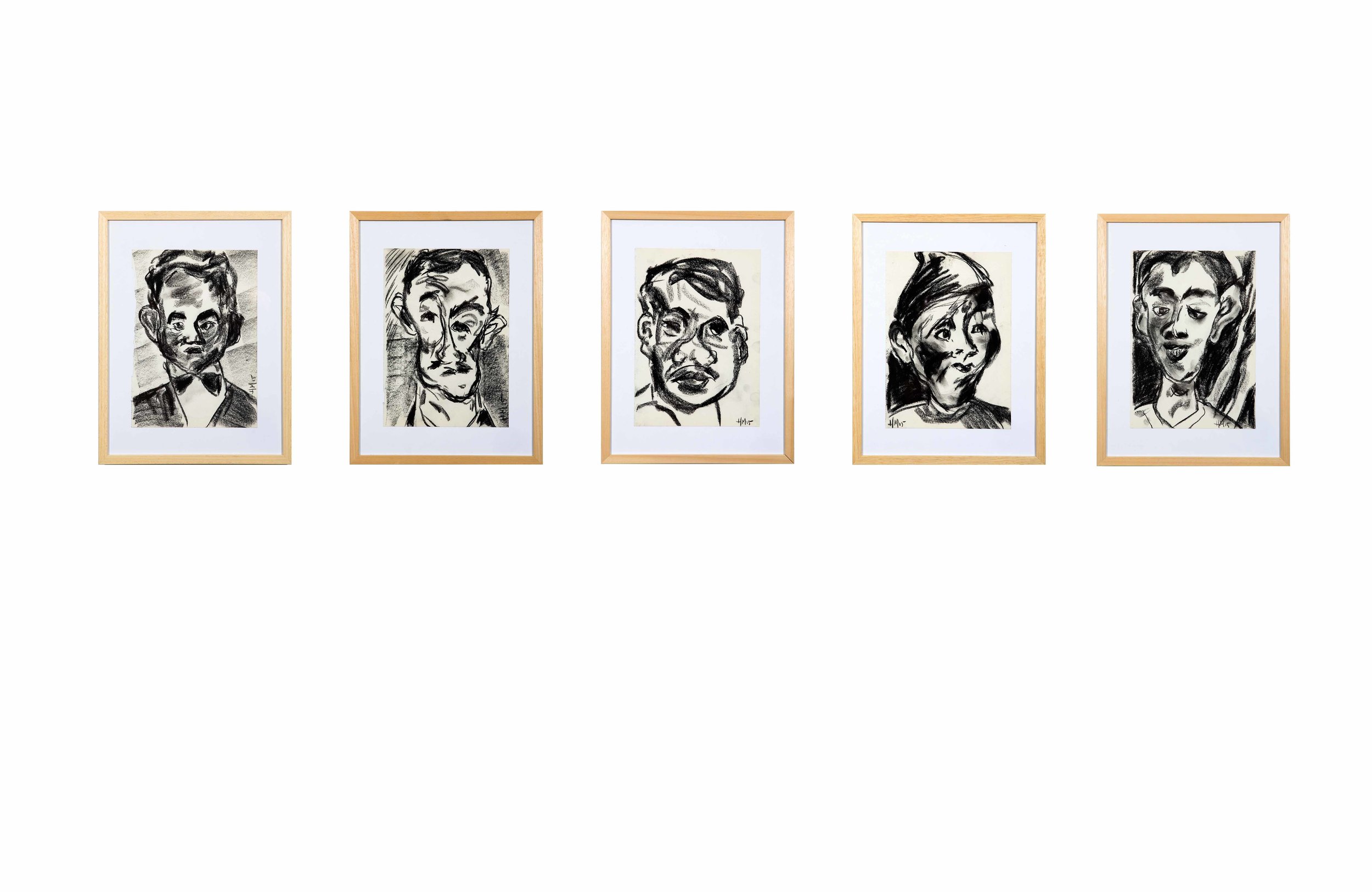   Koppen naar Chaim Soutine 1, 2, 3, 4, 5   2015  krijt op papier  21 x 30 cm  nr 2 private collection             