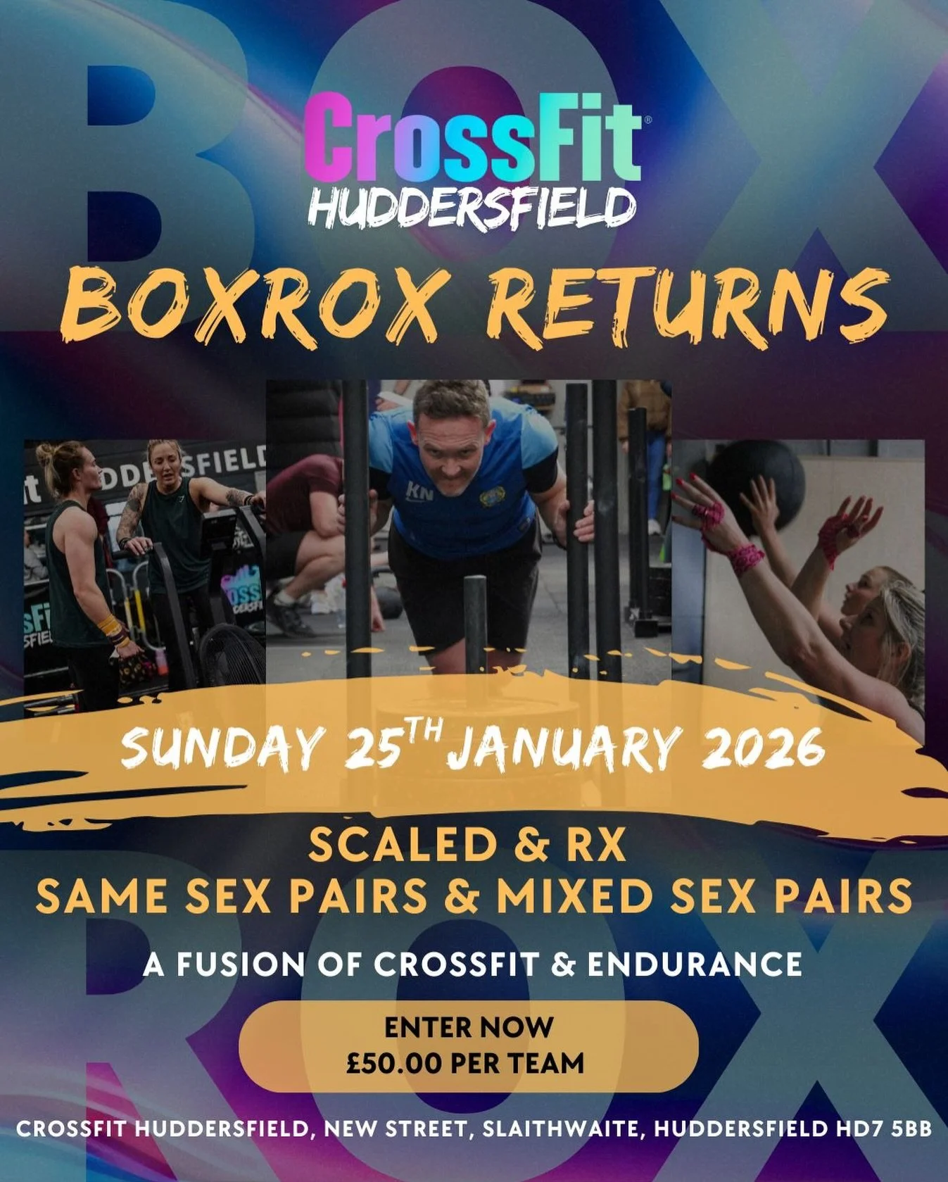 BOXROX RETURNS! 💥
Sunday 25th January 2026 &mdash; and we&rsquo;re coming in hot.
Scaled or RX, same-sex pairs or mixed&hellip; it&rsquo;s time to see what you and your partner are made of 🔥 (mixed pairs use men&rsquo;s weights)

Here&rsquo;s the w