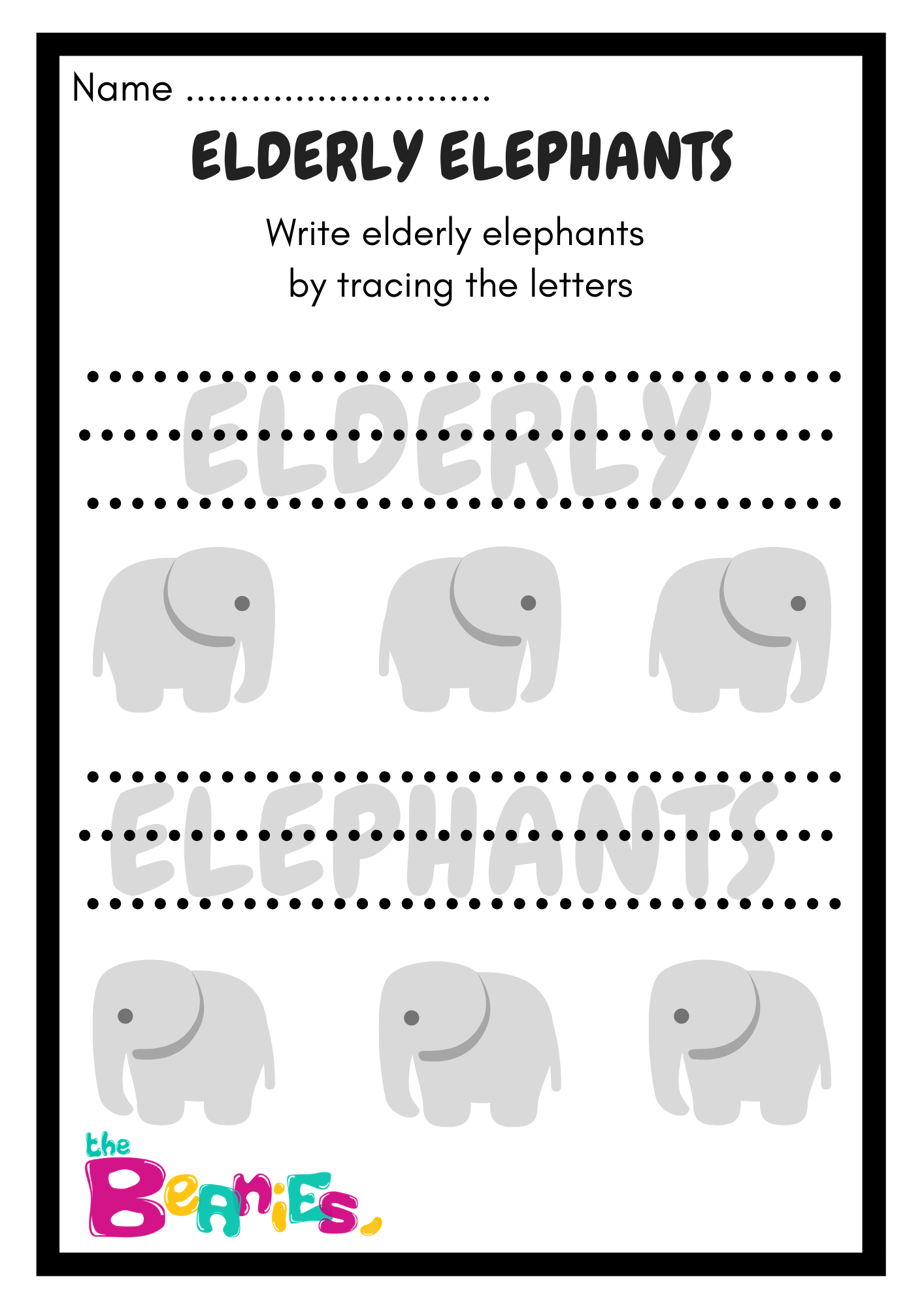 Elderly Elephants Worksheet