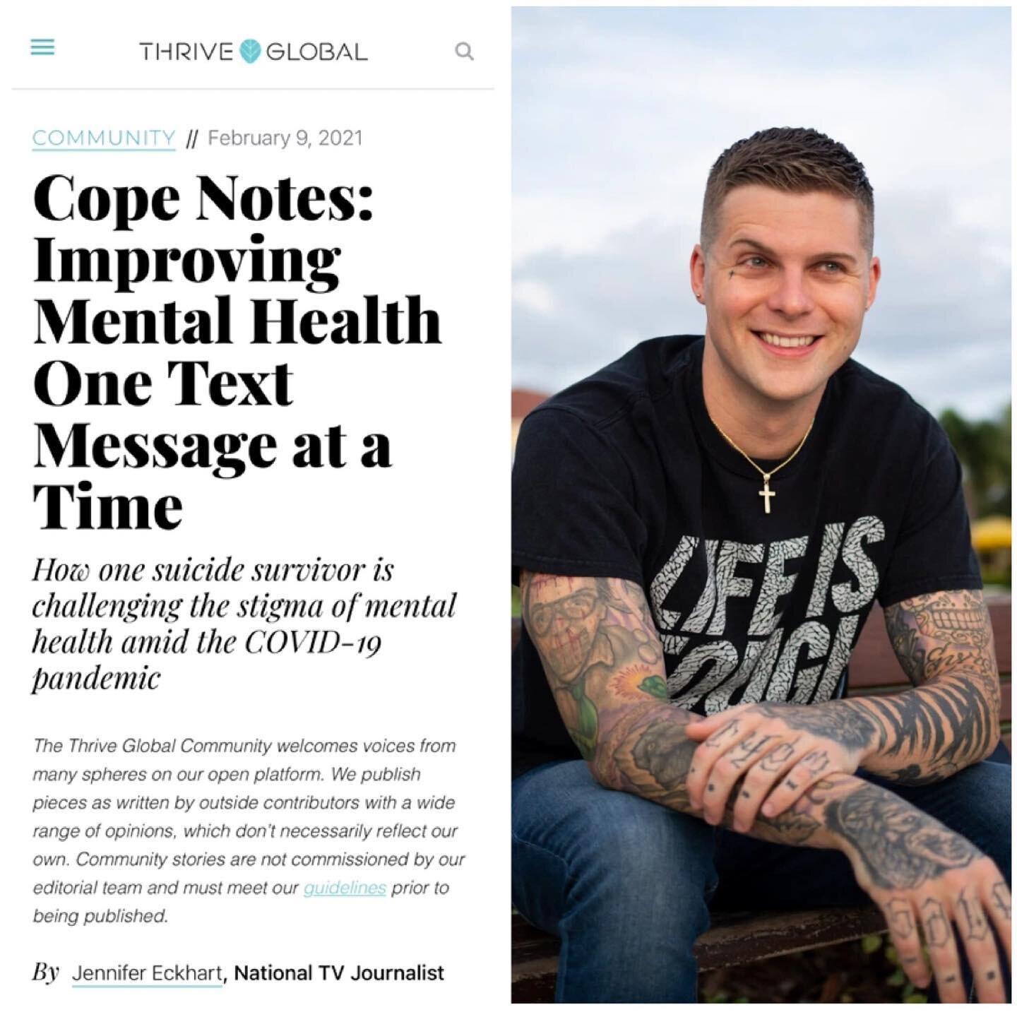 I am proud to share my latest piece that was just published to @Thrive!

Johnny Crowder is a suicide attempt survivor, rock musician and the founder &amp; CEO of Cope Notes. His U.S.-based company is challenging the stigma of mental health amid the C