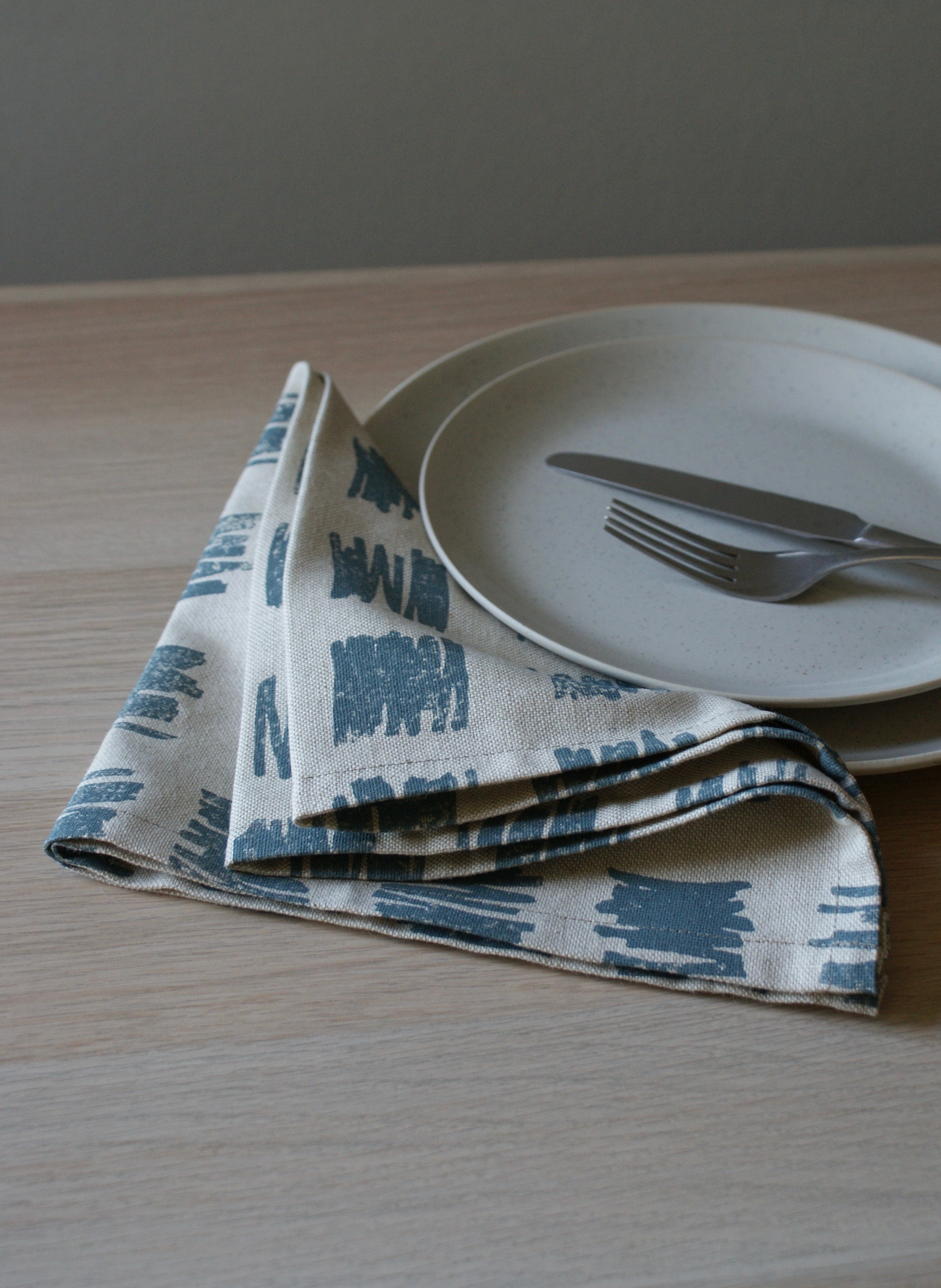Pair of Block printed Check Napkins // Cotton Linen Cloth Napkins. Napkin Set. Block print Modern Patterned Table Linen. Geometric fabric. Handmade in Derbyshire. Selwyn House Tableware.