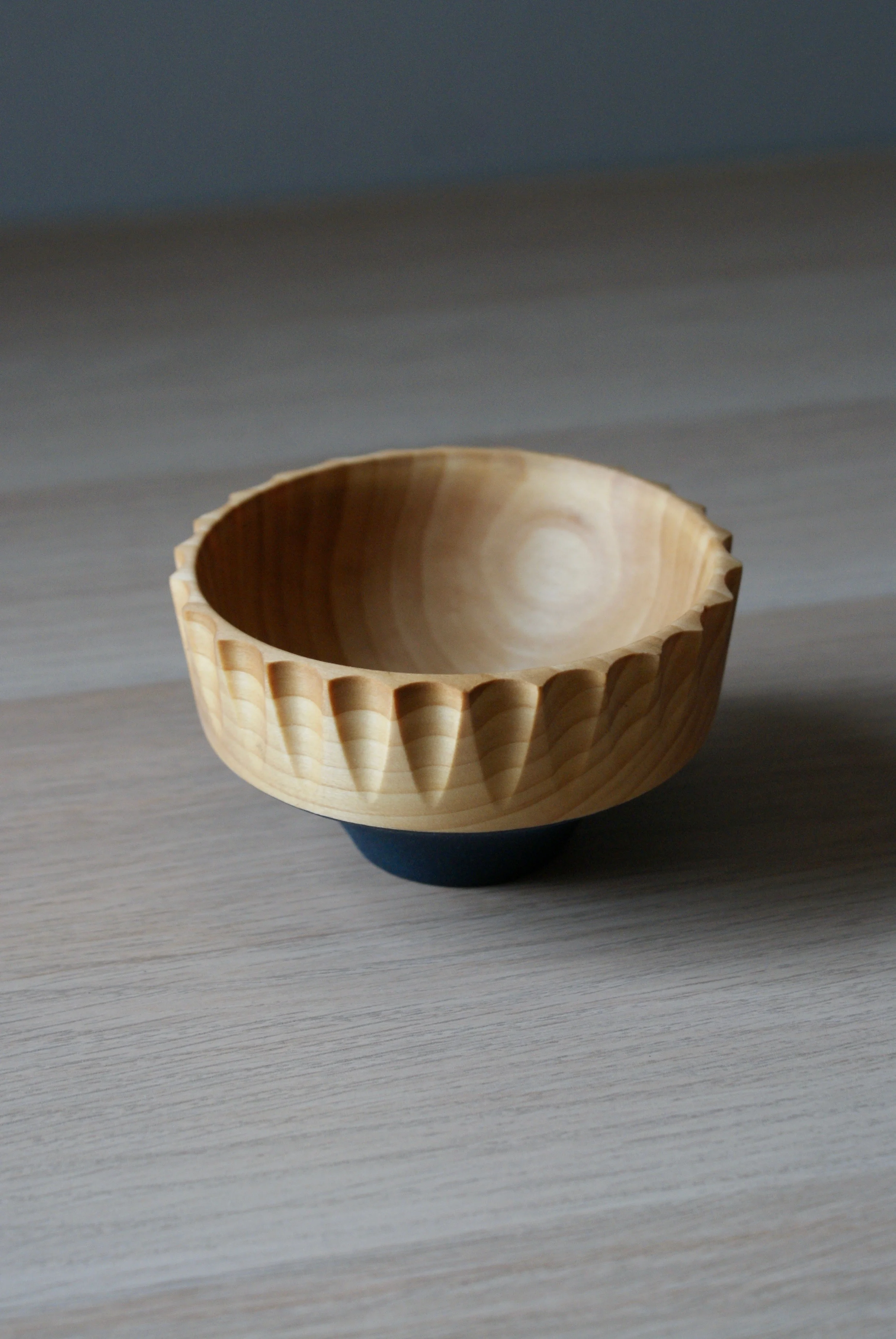 Fluted Turned Lime Bowl // Painted Trinket Dish. Colourful Pinch Pot. Handmade Nut Bowl. Wooden side dish. Wood turning bowl. Set of 3 bowls. Derbyshire Woodturner. Selwyn House Handmade Tableware.